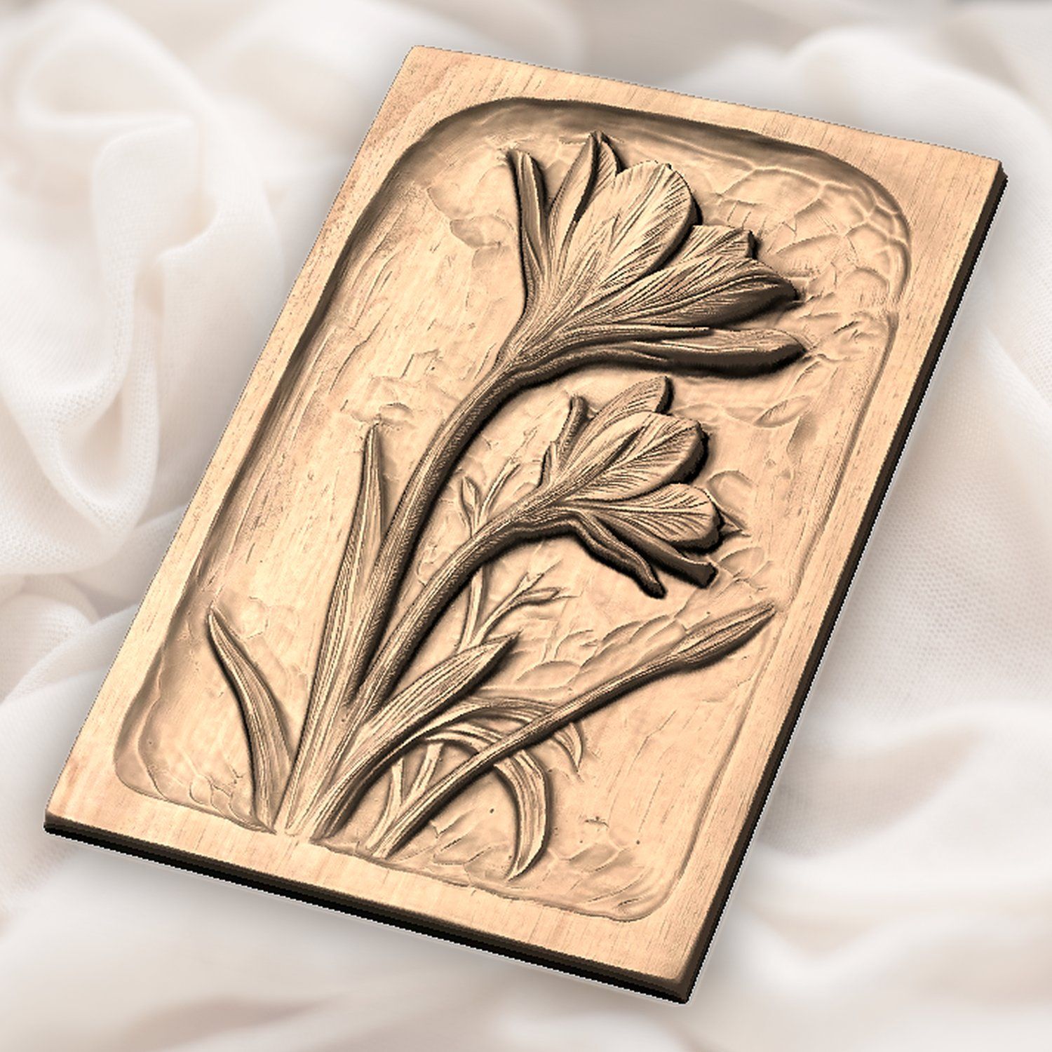 Blooming Lily Flower Panel CNC Relief STL bas-relief STL — view 6