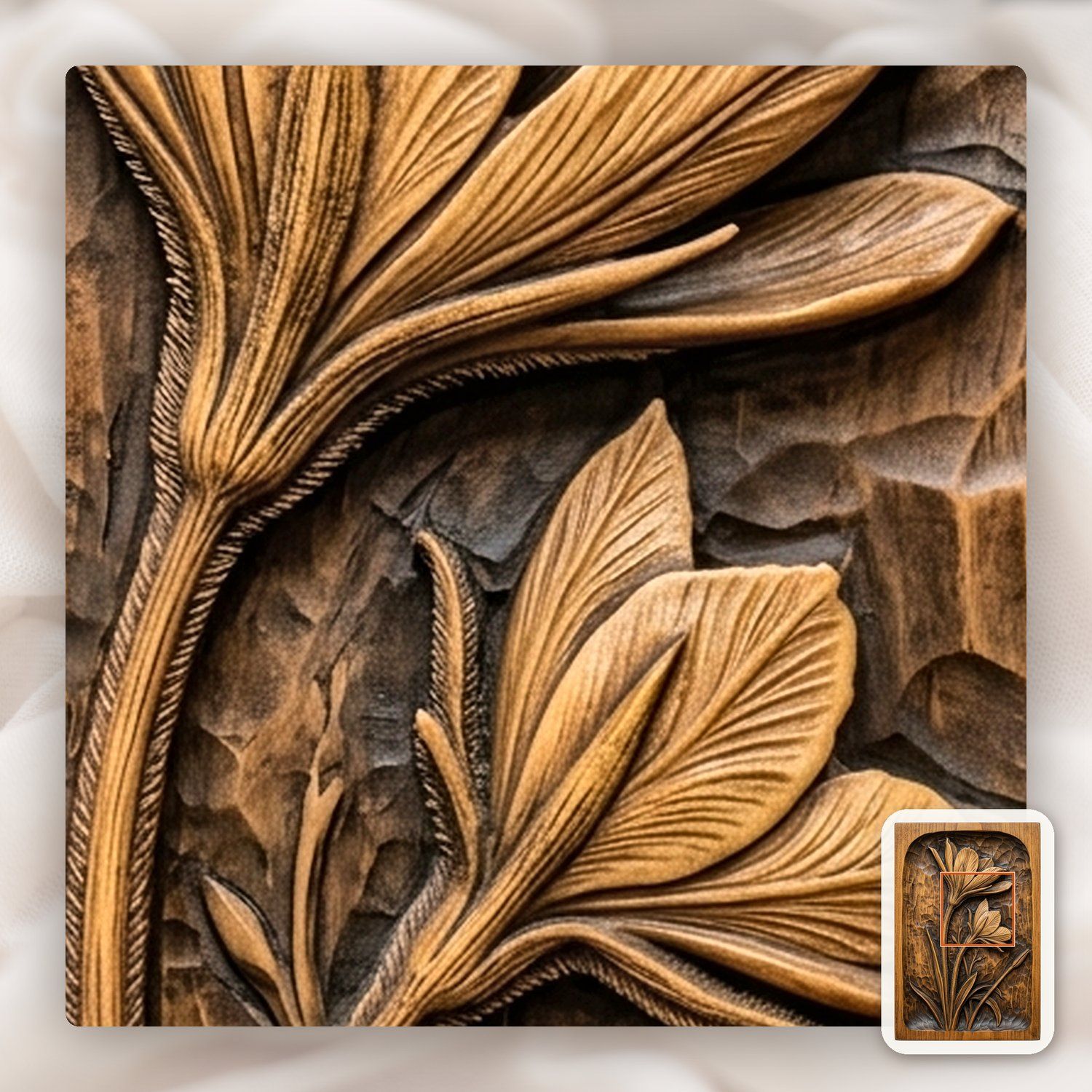 Blooming Lily Flower Panel CNC Relief STL bas-relief STL — view 11