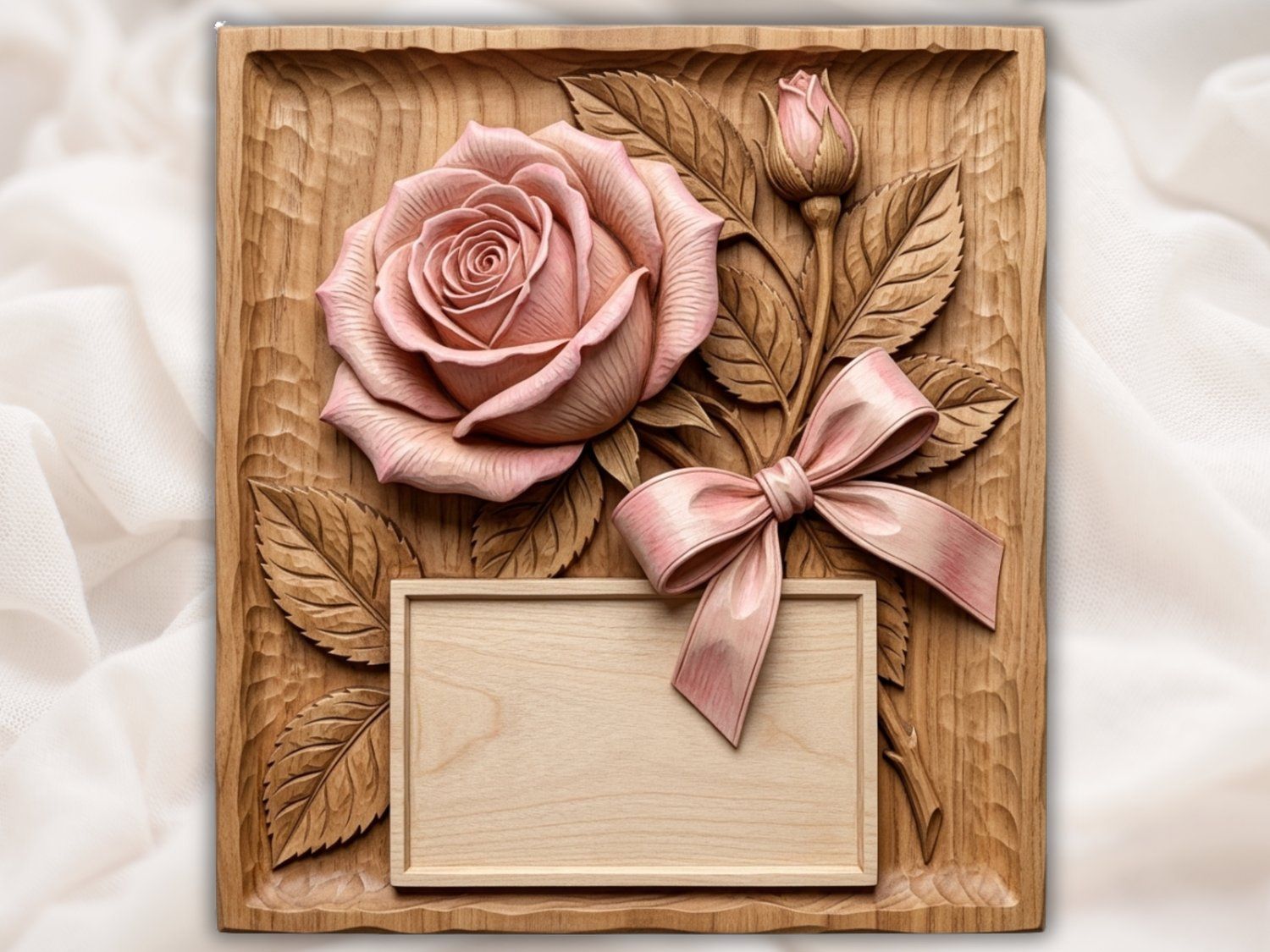 Blooming Rose Floral Plaque CNC Relief STL bas-relief STL — view 2