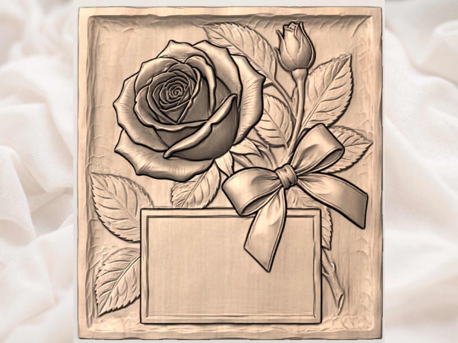 Blooming Rose Floral Plaque CNC Relief STL bas-relief STL — view 3