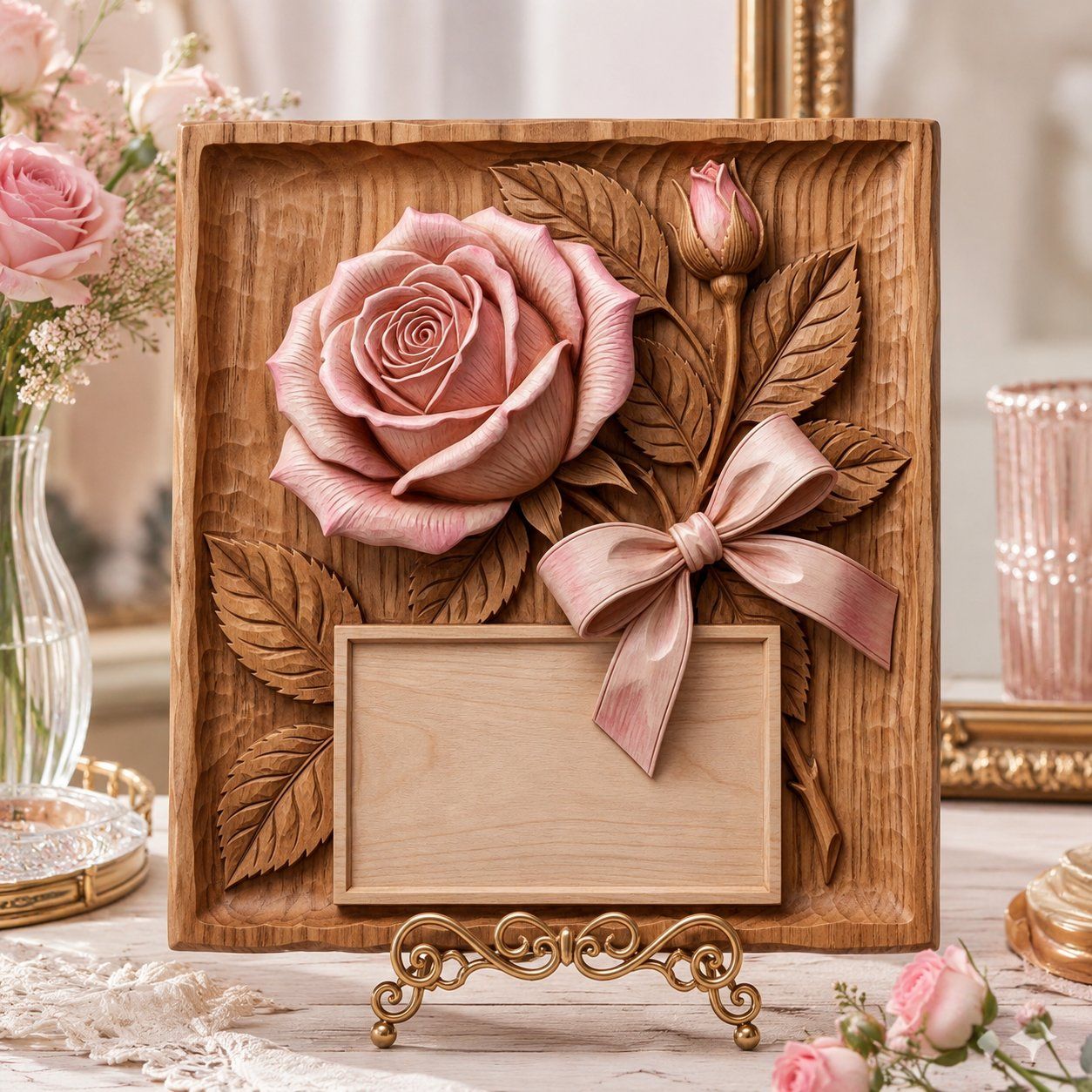Blooming Rose Floral Plaque CNC Relief STL bas-relief STL — view 6