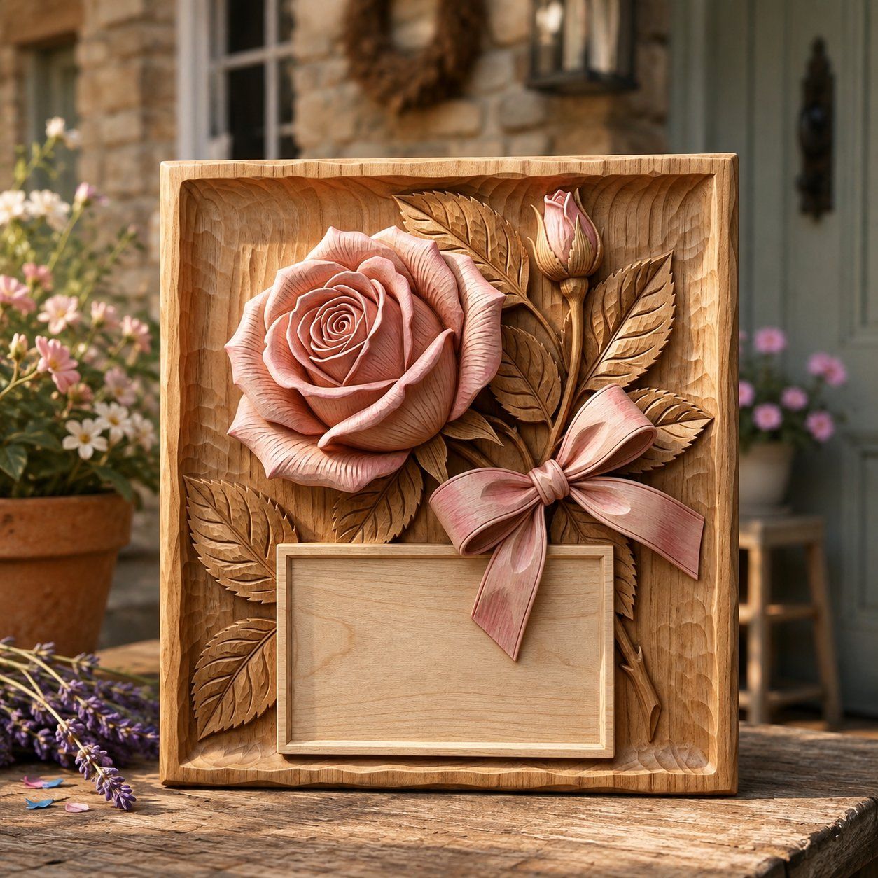 Blooming Rose Floral Plaque CNC Relief STL bas-relief STL — view 7