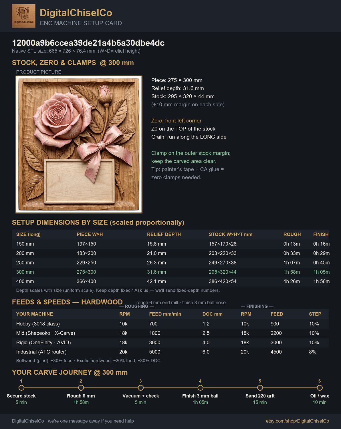 Blooming Rose Floral Plaque CNC Relief STL bas-relief STL — view 9