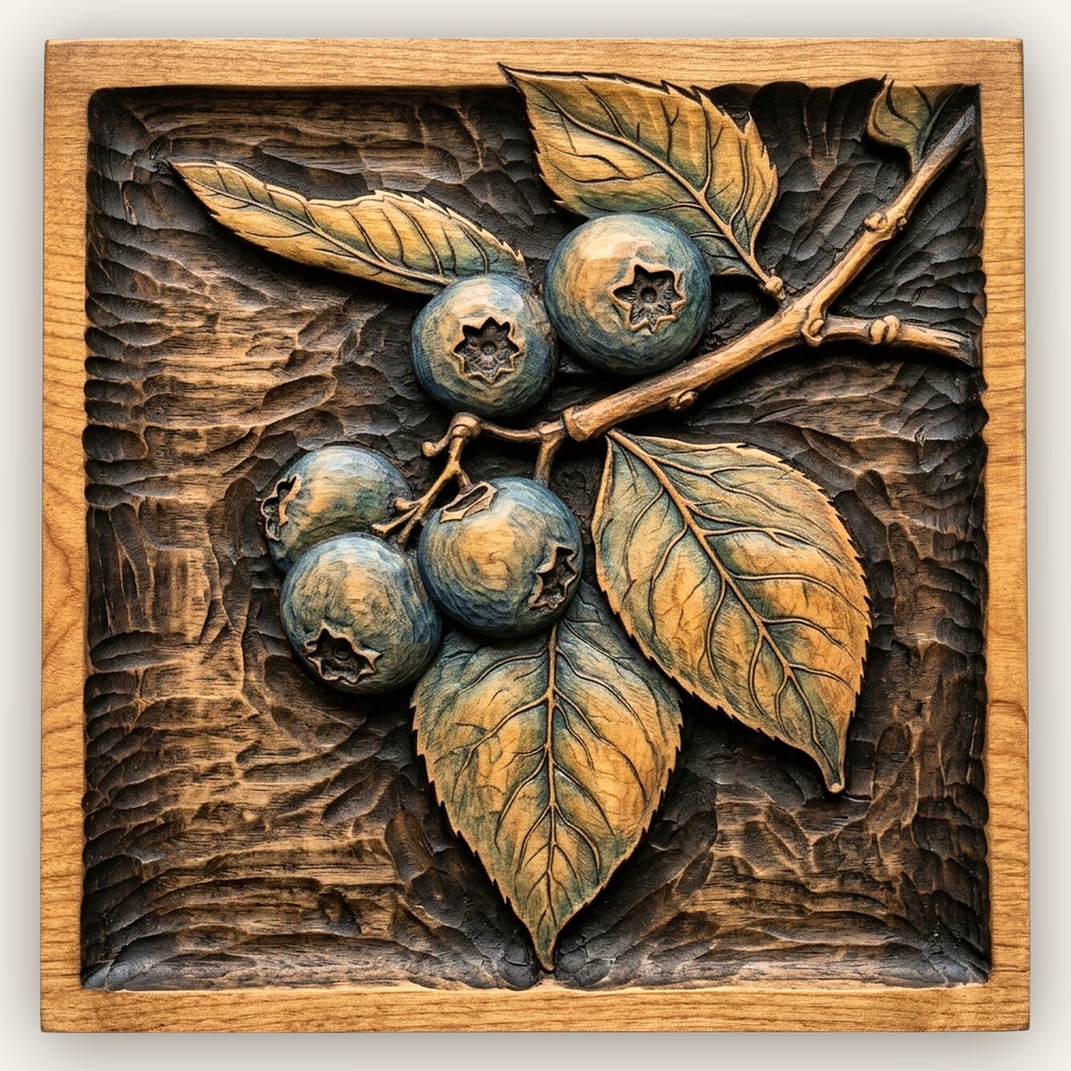 Blueberry Branch CNC Relief STL bas-relief STL design