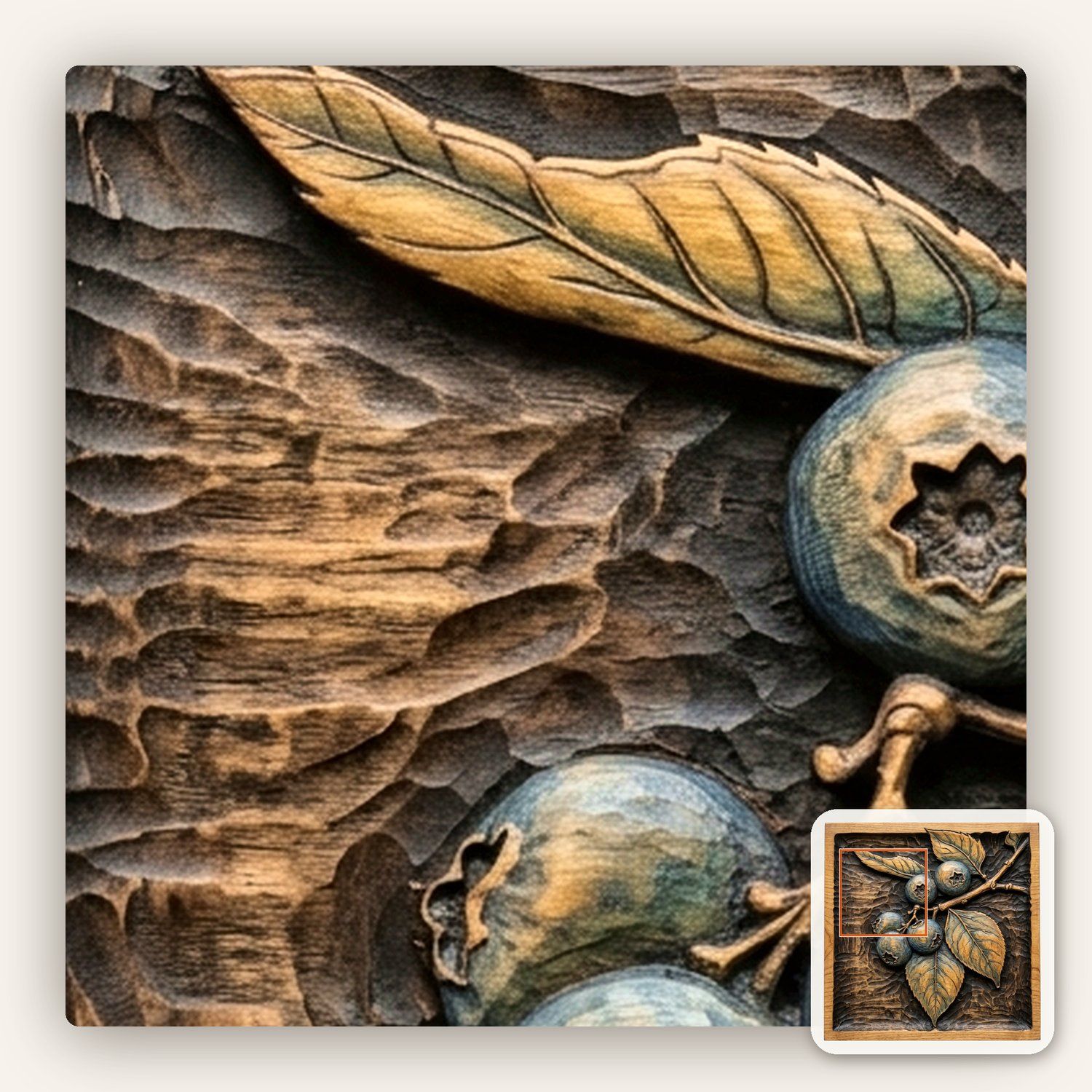 Blueberry Branch CNC Relief STL bas-relief STL — view 12