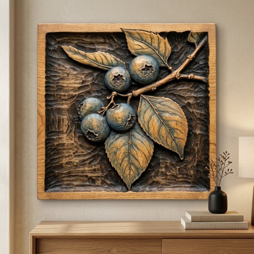 Blueberry Branch CNC Relief STL bas-relief STL — view 13