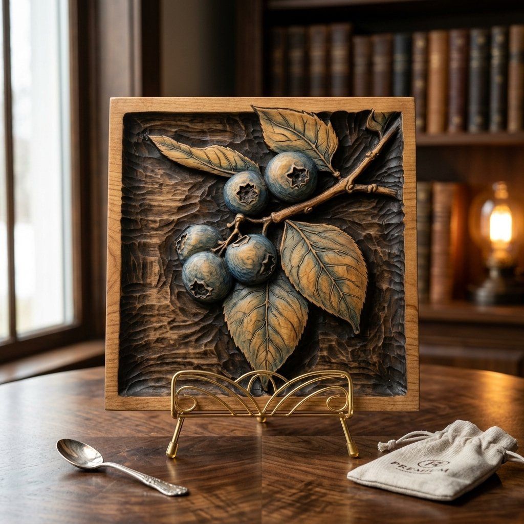 Blueberry Branch CNC Relief STL bas-relief STL — view 4