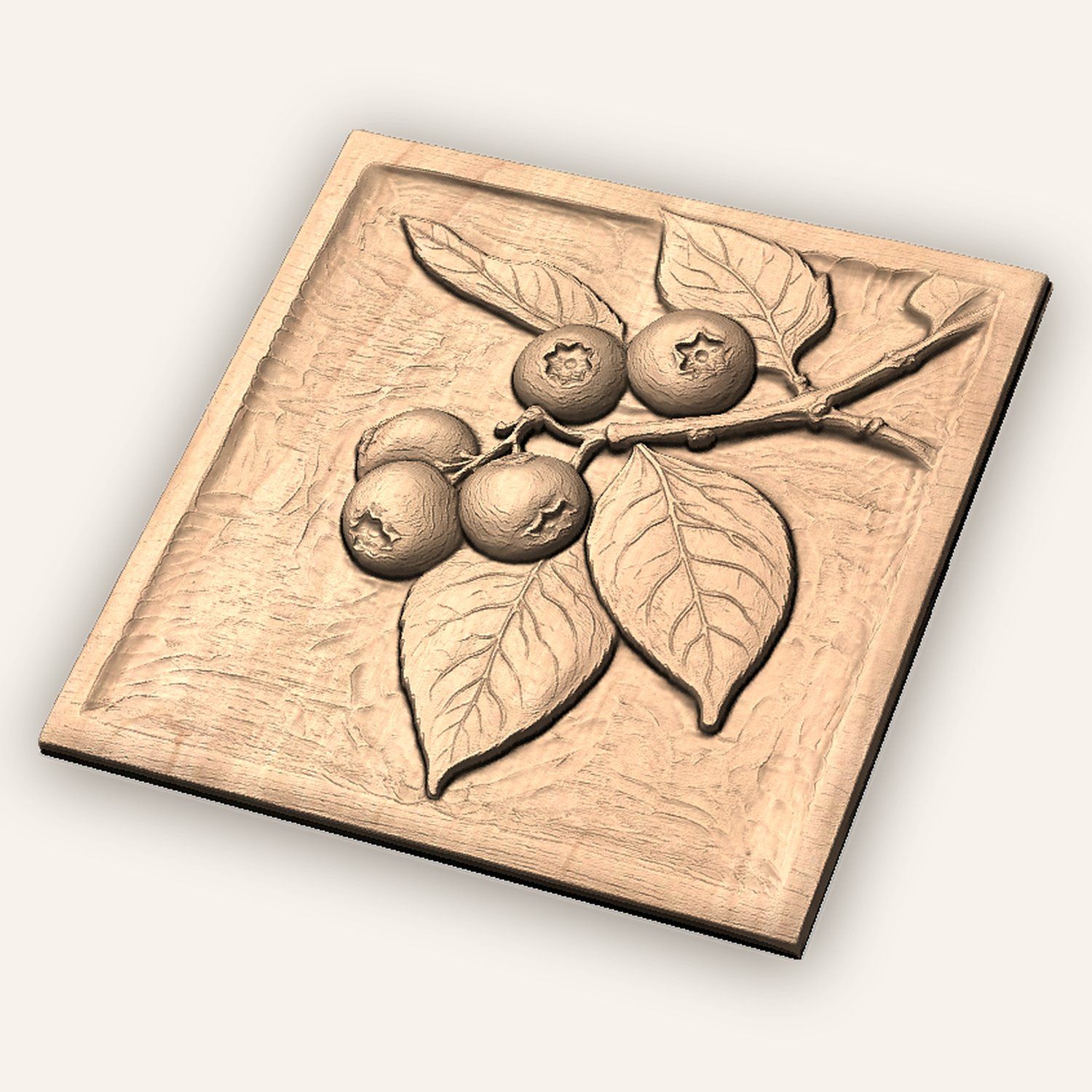 Blueberry Branch CNC Relief STL bas-relief STL — view 5