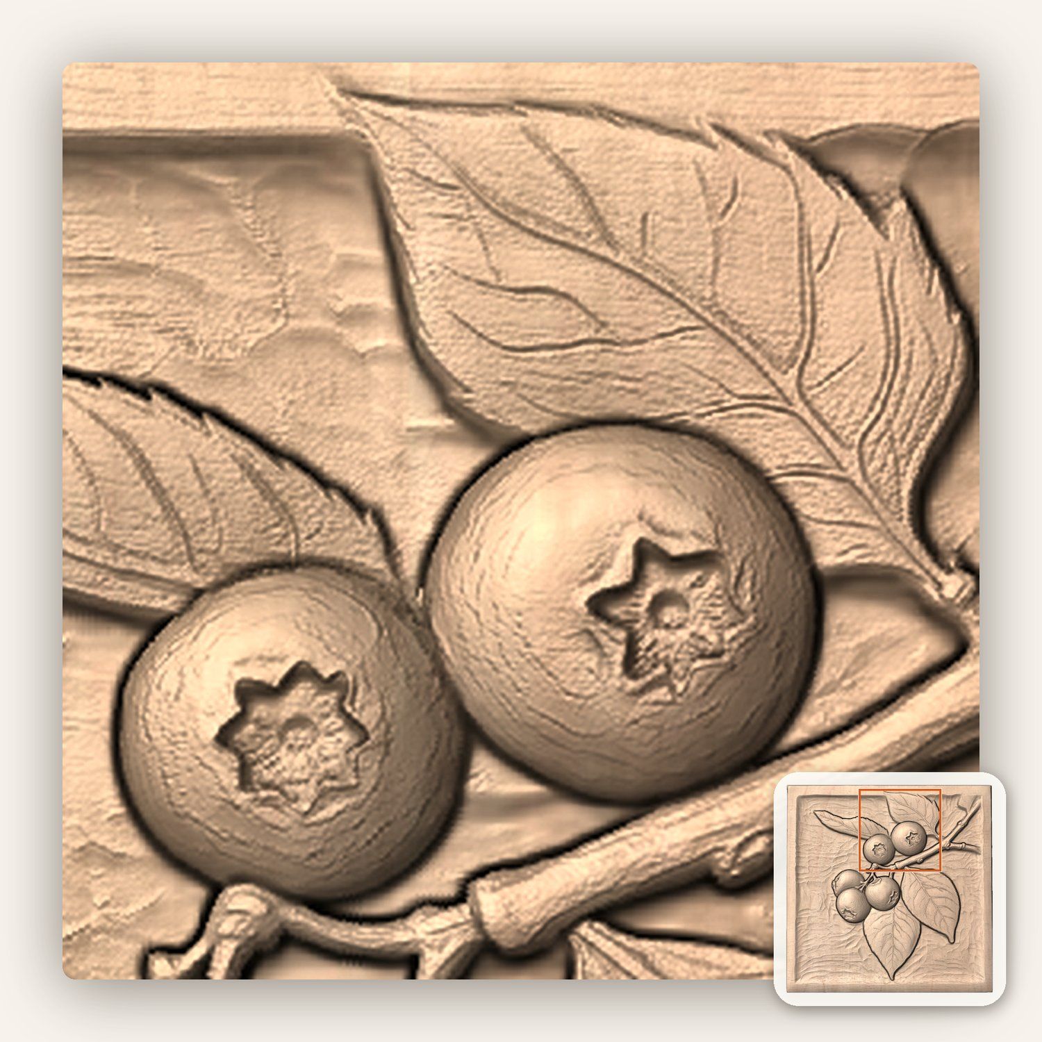 Blueberry Branch CNC Relief STL bas-relief STL — view 8