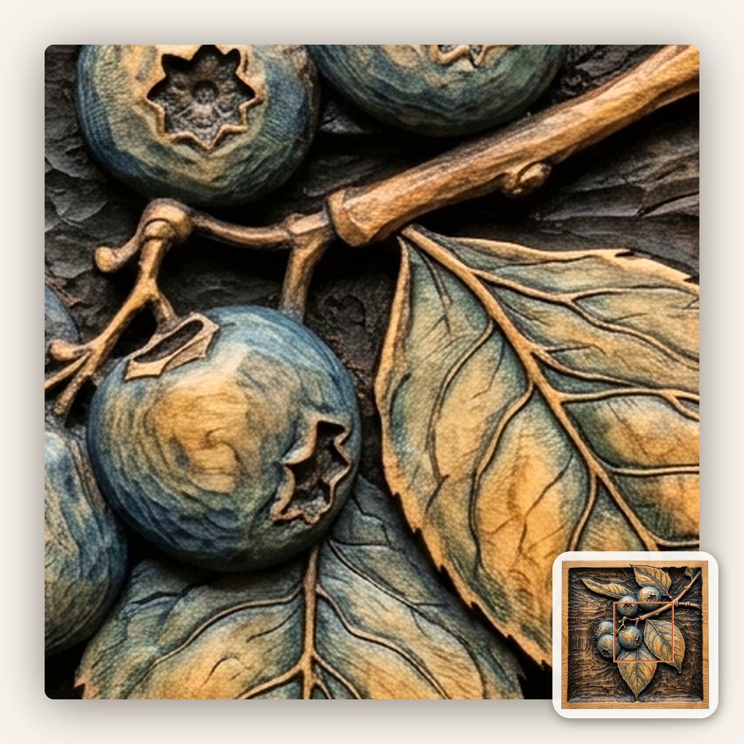Blueberry Branch CNC Relief STL bas-relief STL — view 11