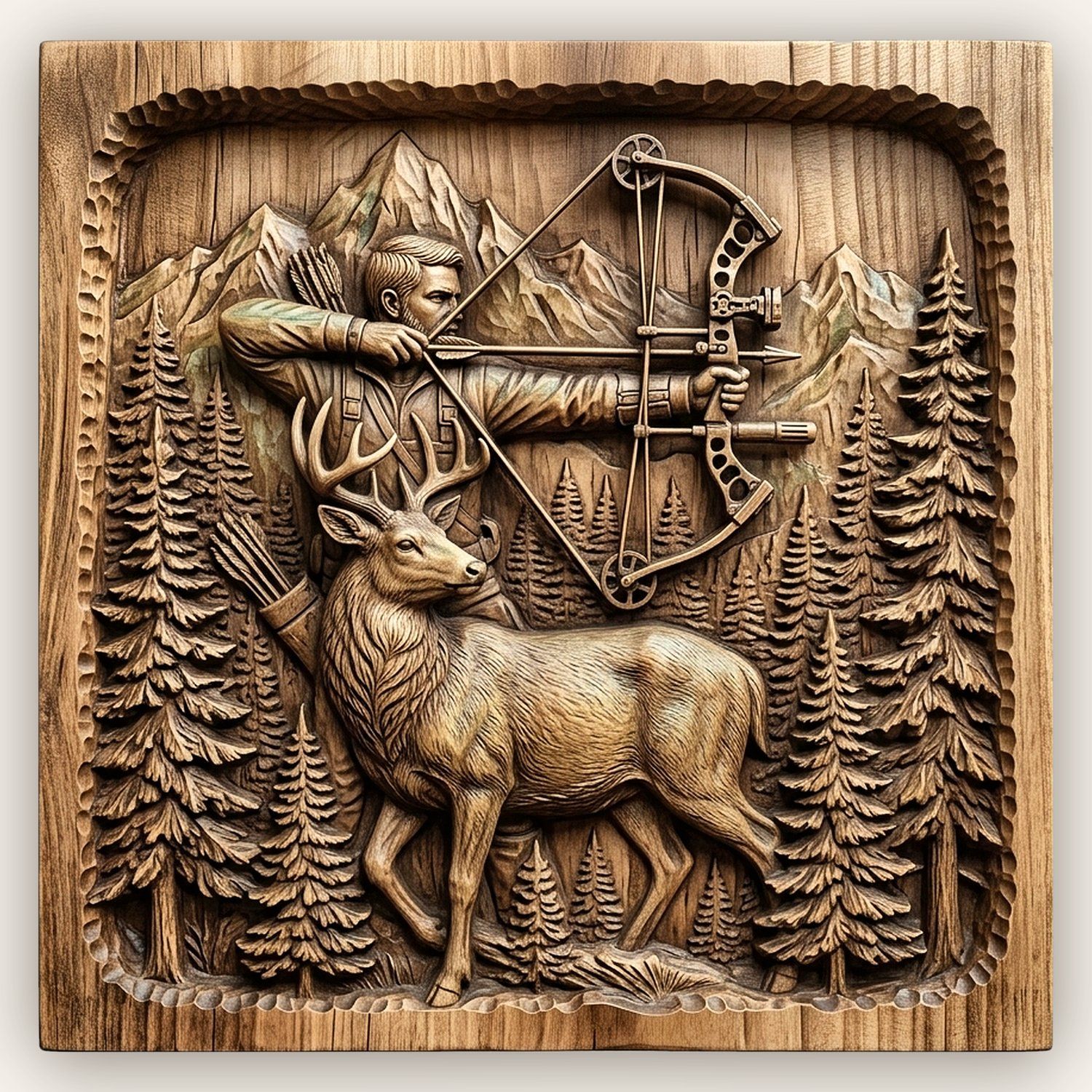 Bow Hunting Elk Wildlife CNC Relief STL bas-relief STL design