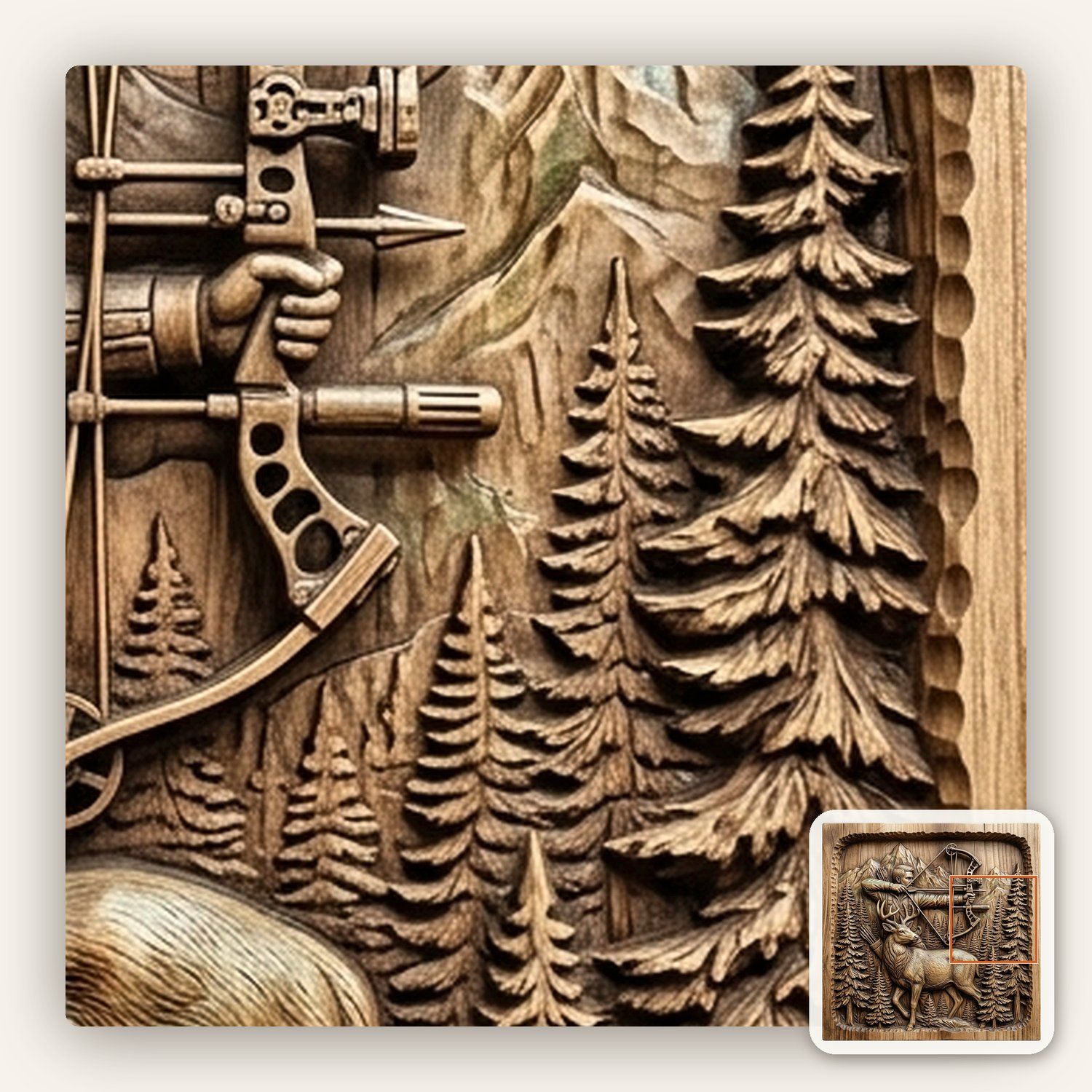 Bow Hunting Elk Wildlife CNC Relief STL bas-relief STL — view 12