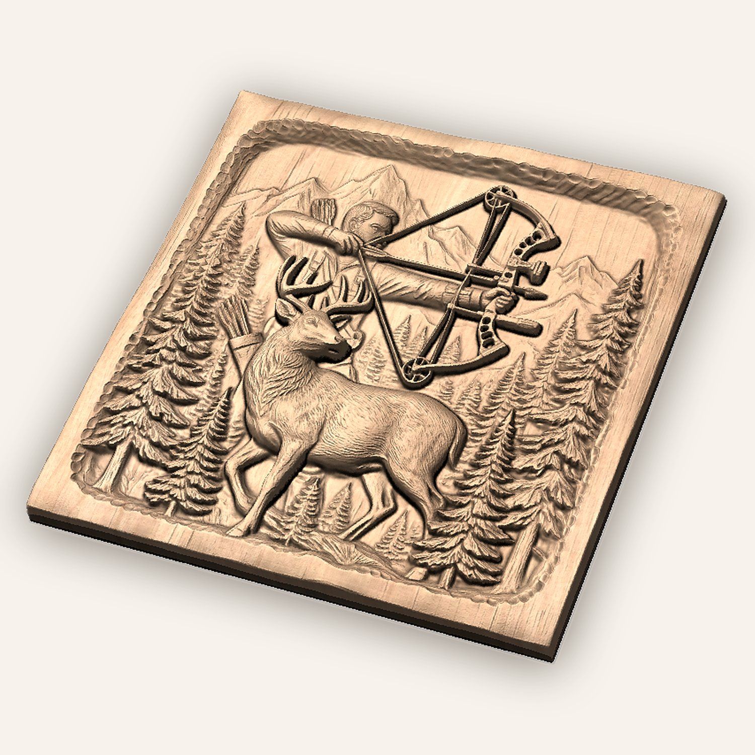Bow Hunting Elk Wildlife CNC Relief STL bas-relief STL — view 5