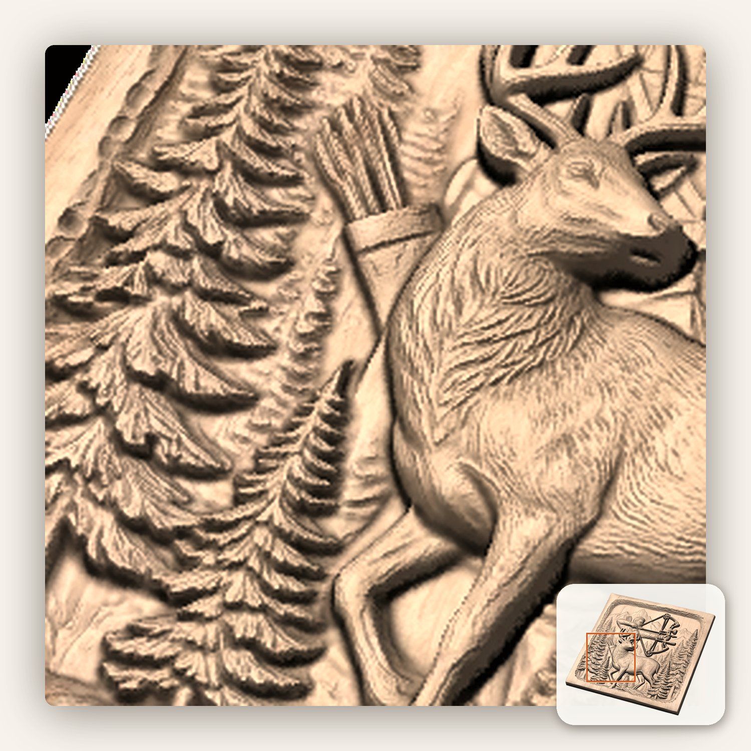 Bow Hunting Elk Wildlife CNC Relief STL bas-relief STL — view 10