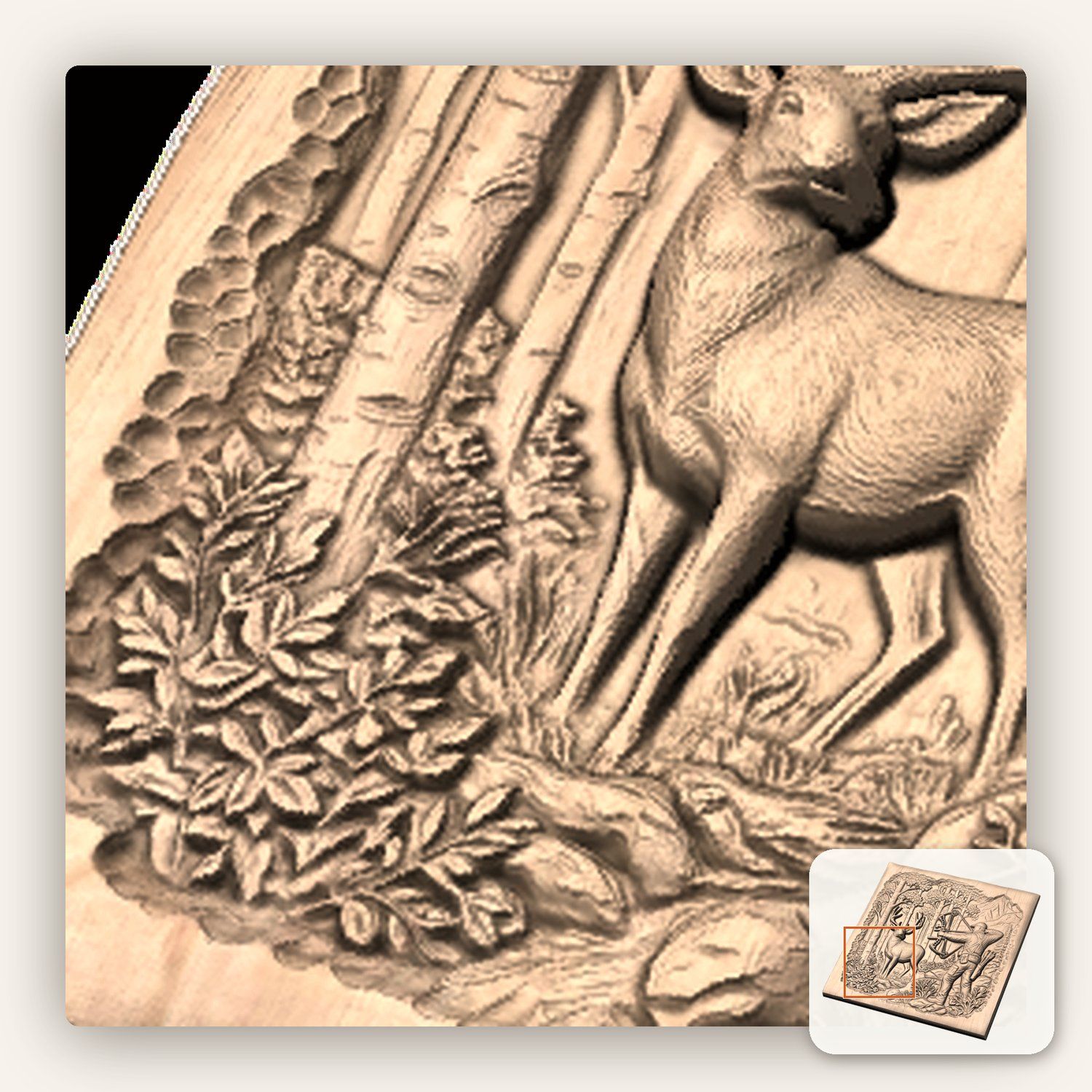 Bowhunter Elk Scene CNC Relief STL bas-relief STL — view 10