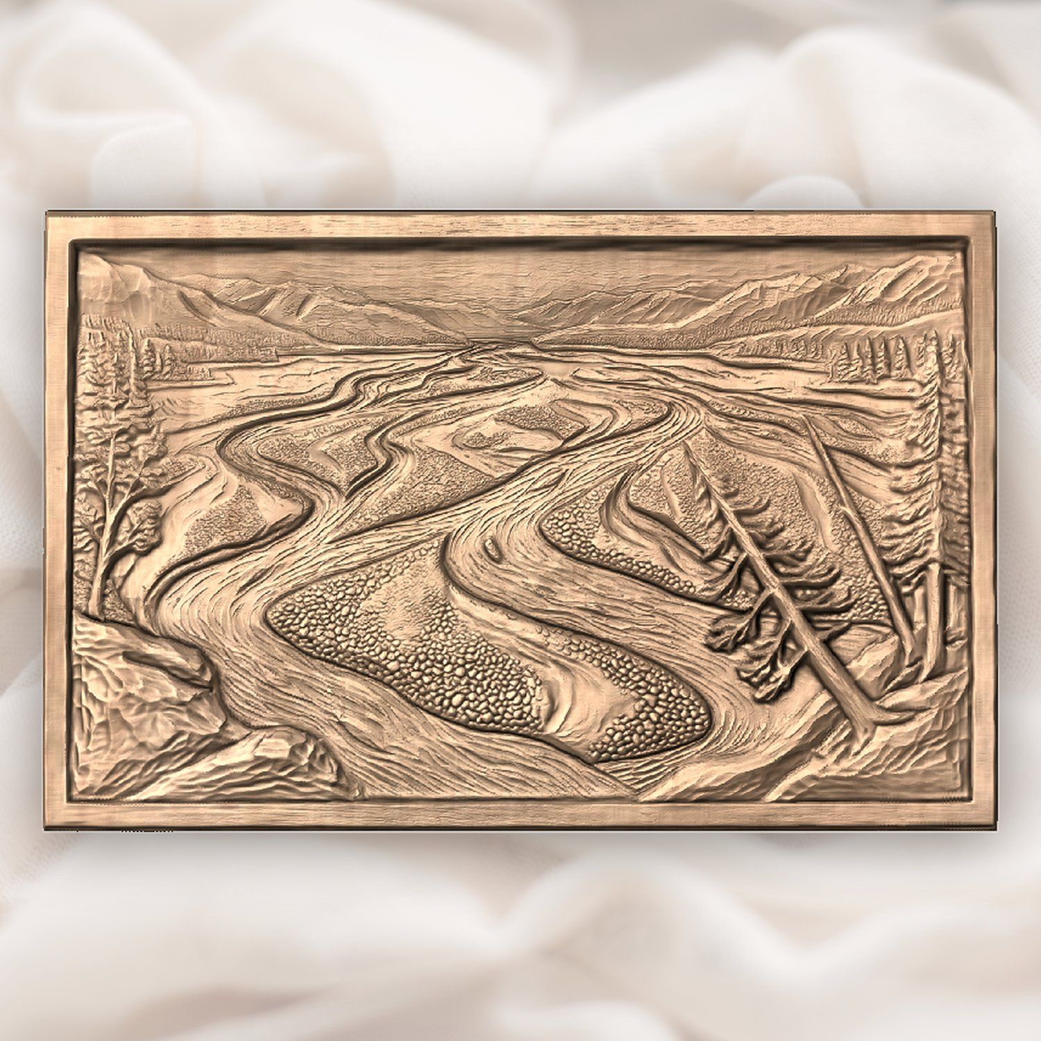 Braided River Mountain Landscape CNC Relief STL bas-relief STL — view 4