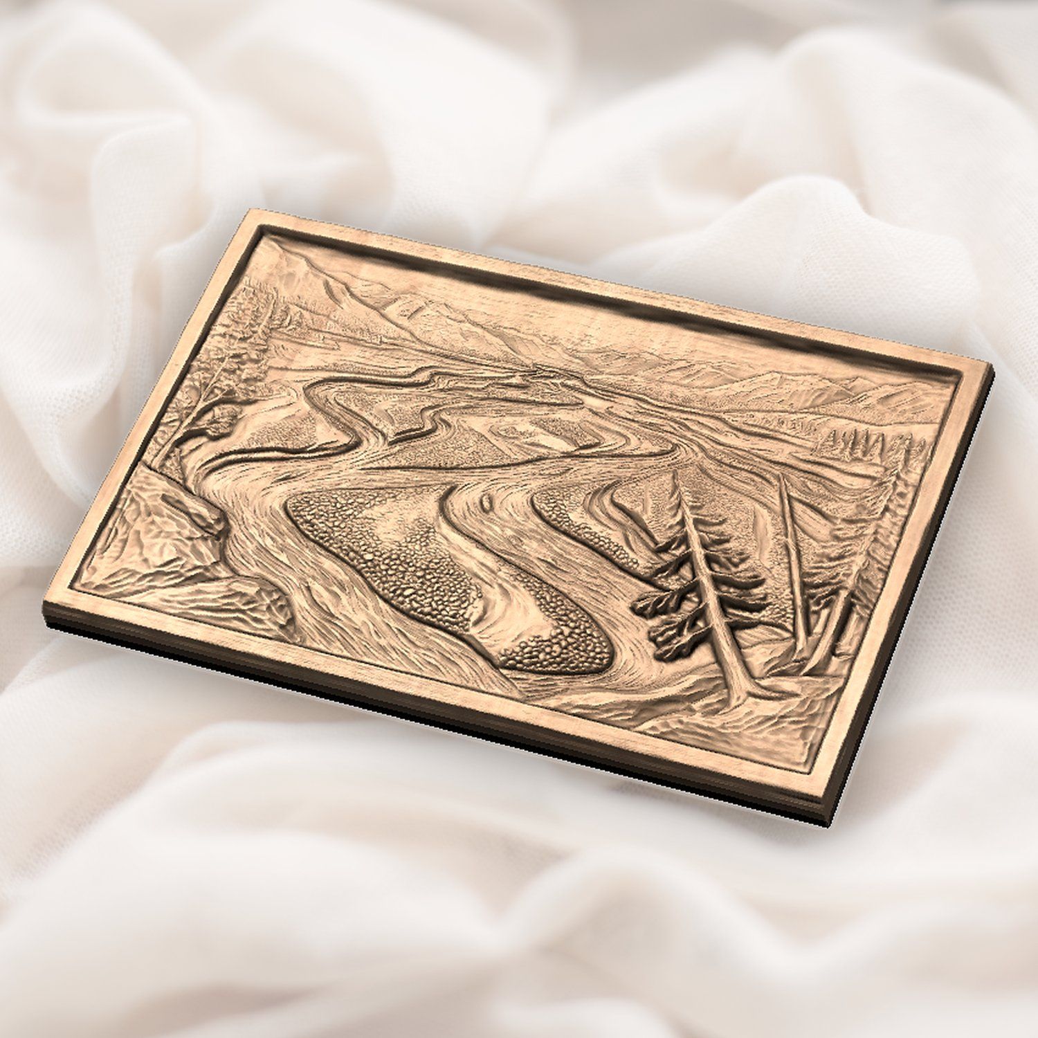 Braided River Mountain Landscape CNC Relief STL bas-relief STL — view 5