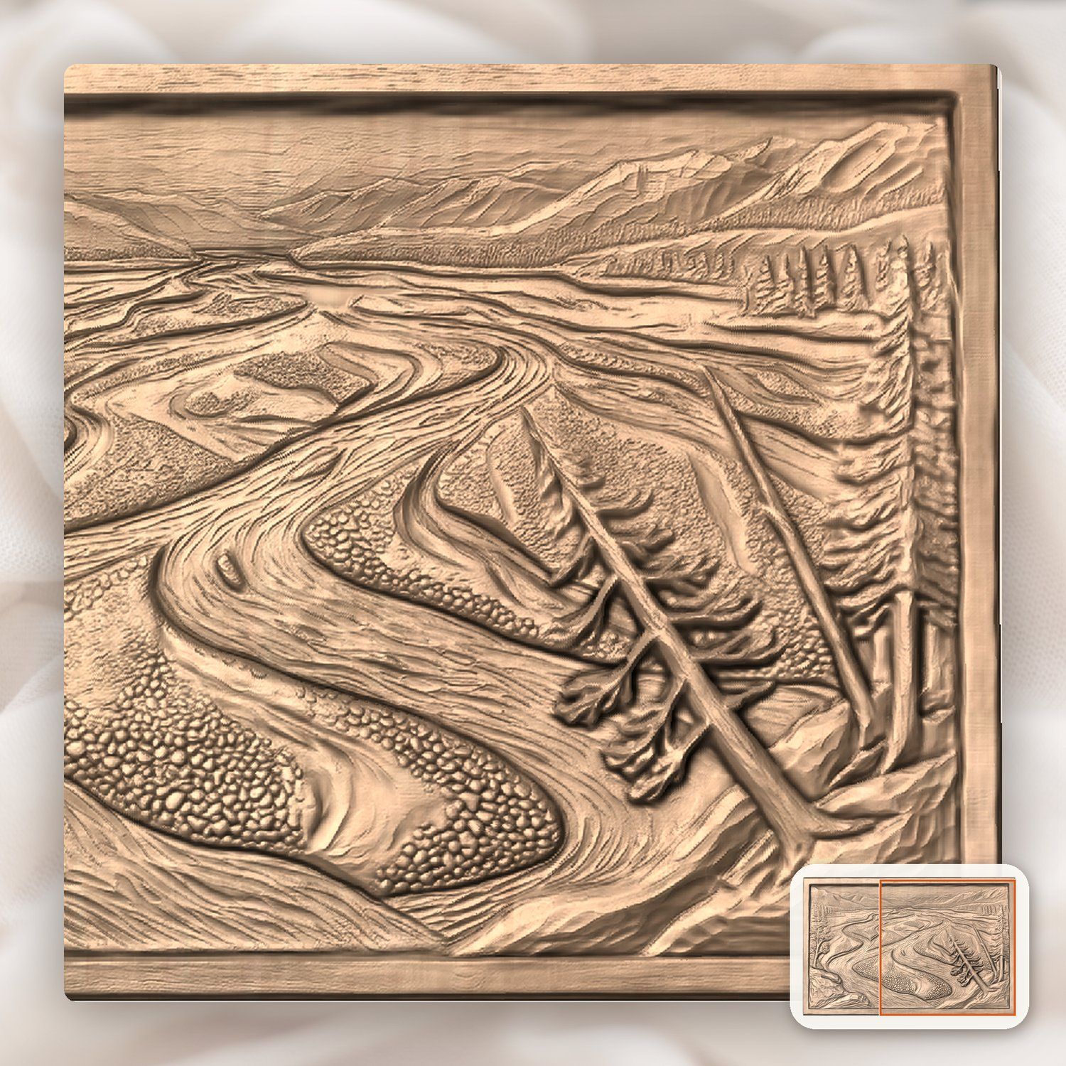 Braided River Mountain Landscape CNC Relief STL bas-relief STL — view 9