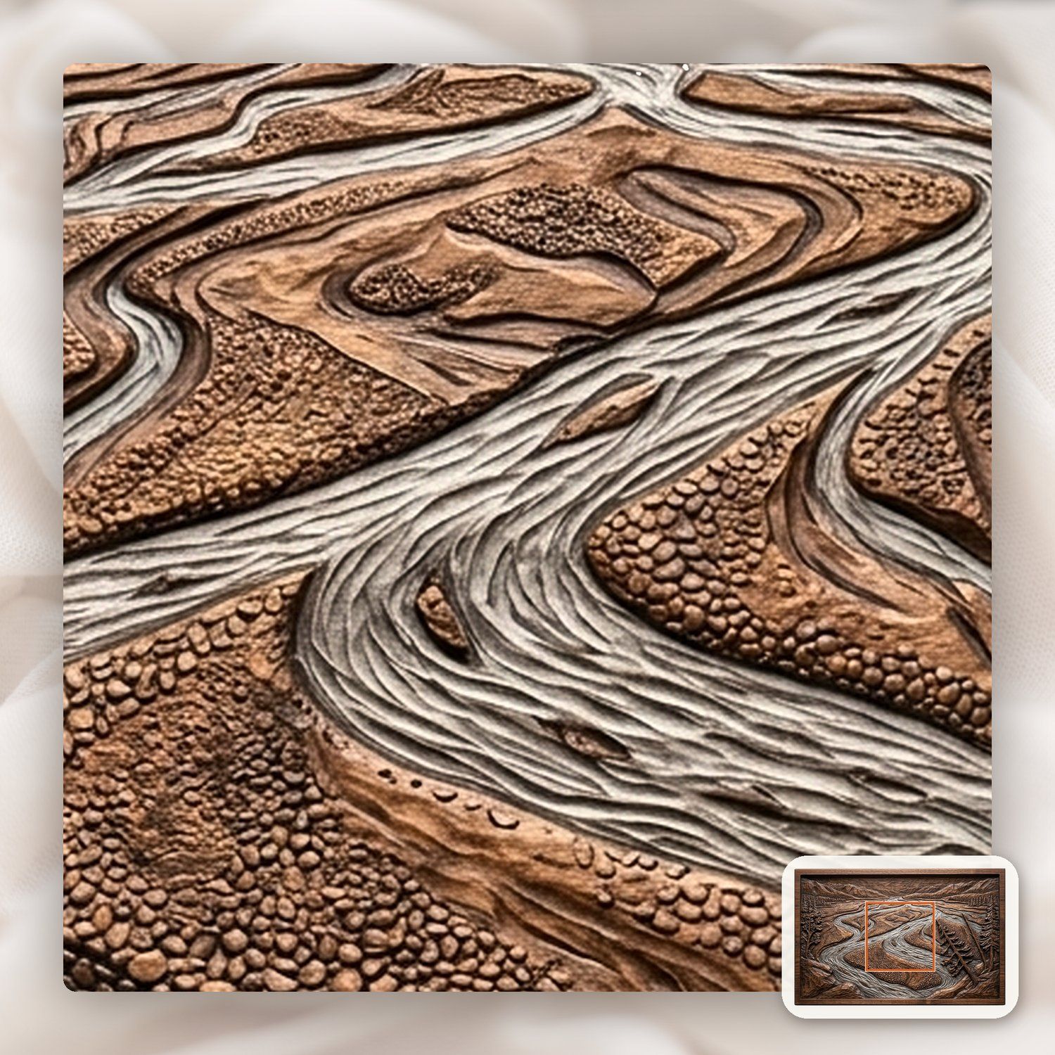 Braided River Mountain Landscape CNC Relief STL bas-relief STL — view 10