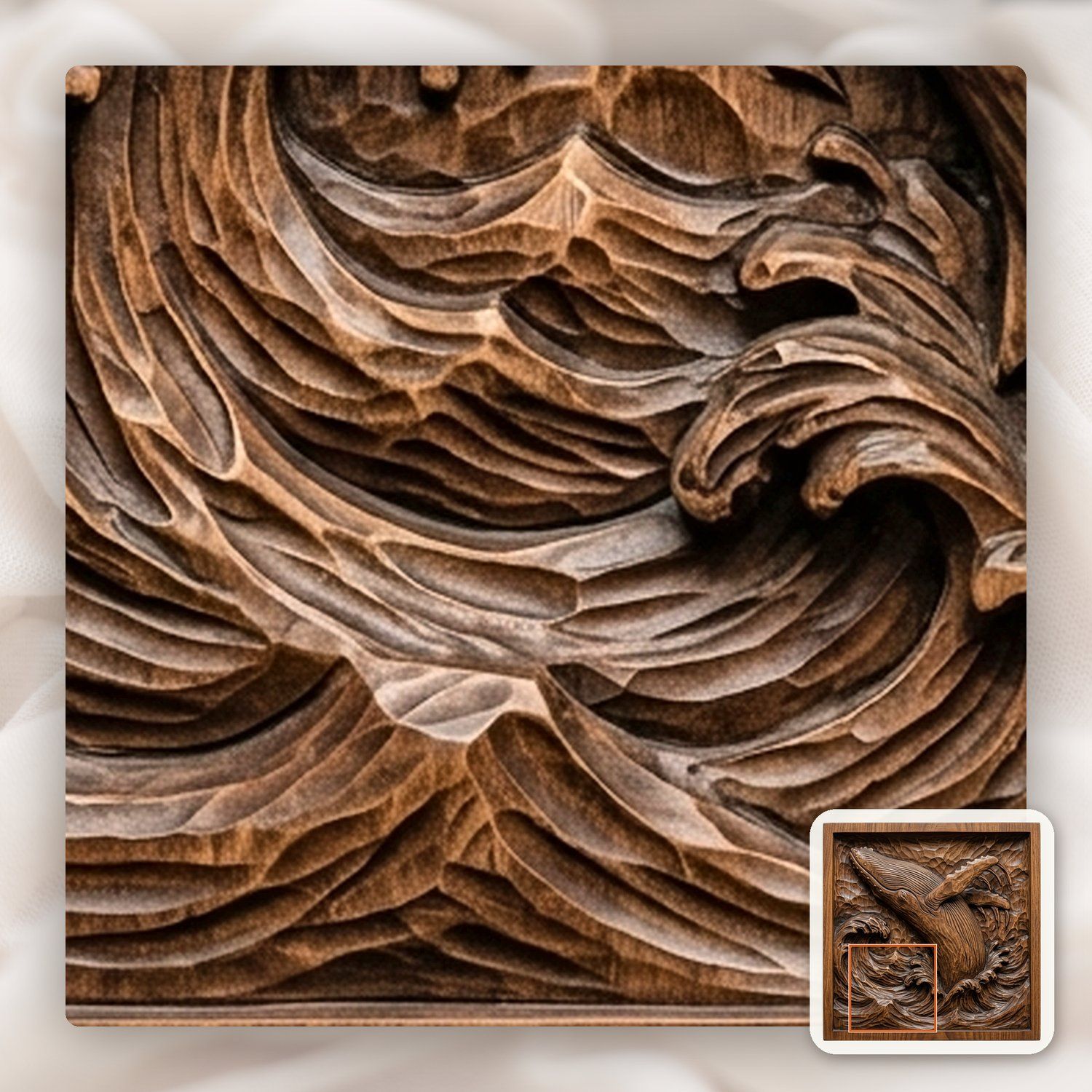 Breaching Humpback Whale CNC Relief STL bas-relief STL — view 10