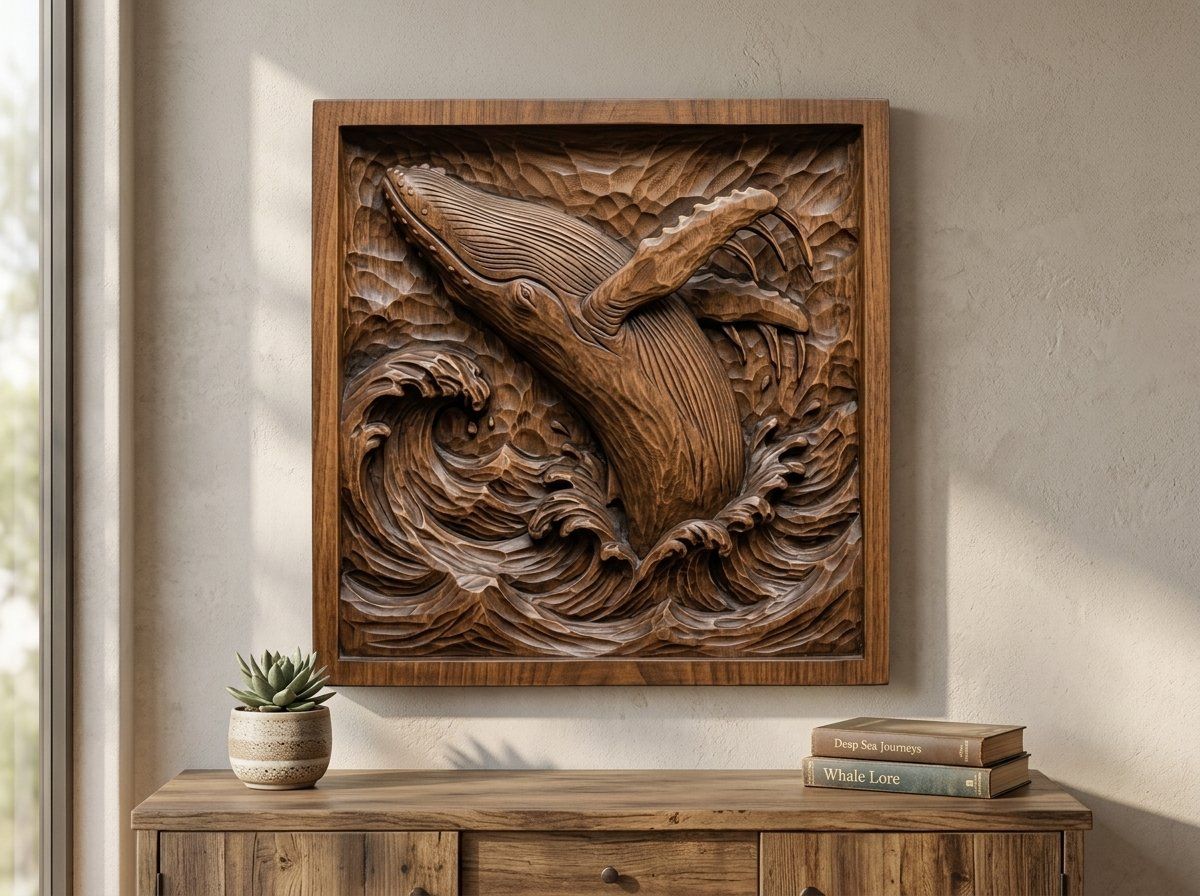 Breaching Humpback Whale CNC Relief STL bas-relief STL — view 13
