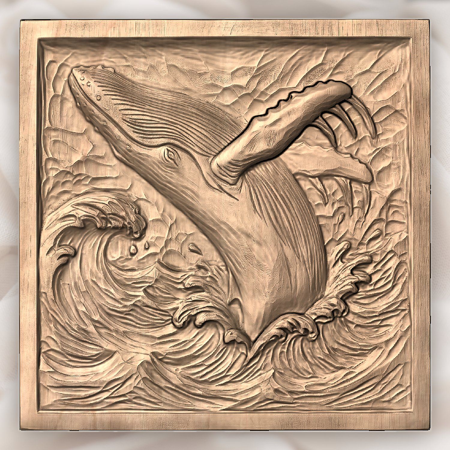 Breaching Humpback Whale CNC Relief STL bas-relief STL — view 3