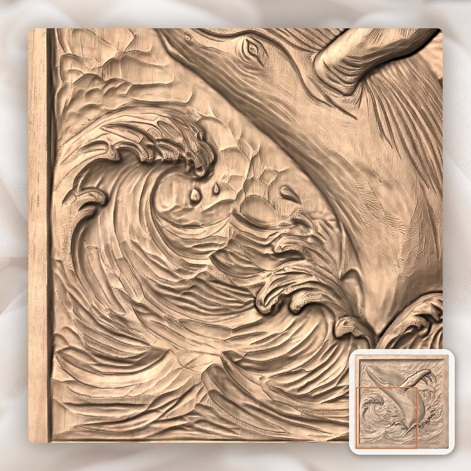 Breaching Humpback Whale CNC Relief STL bas-relief STL — view 5