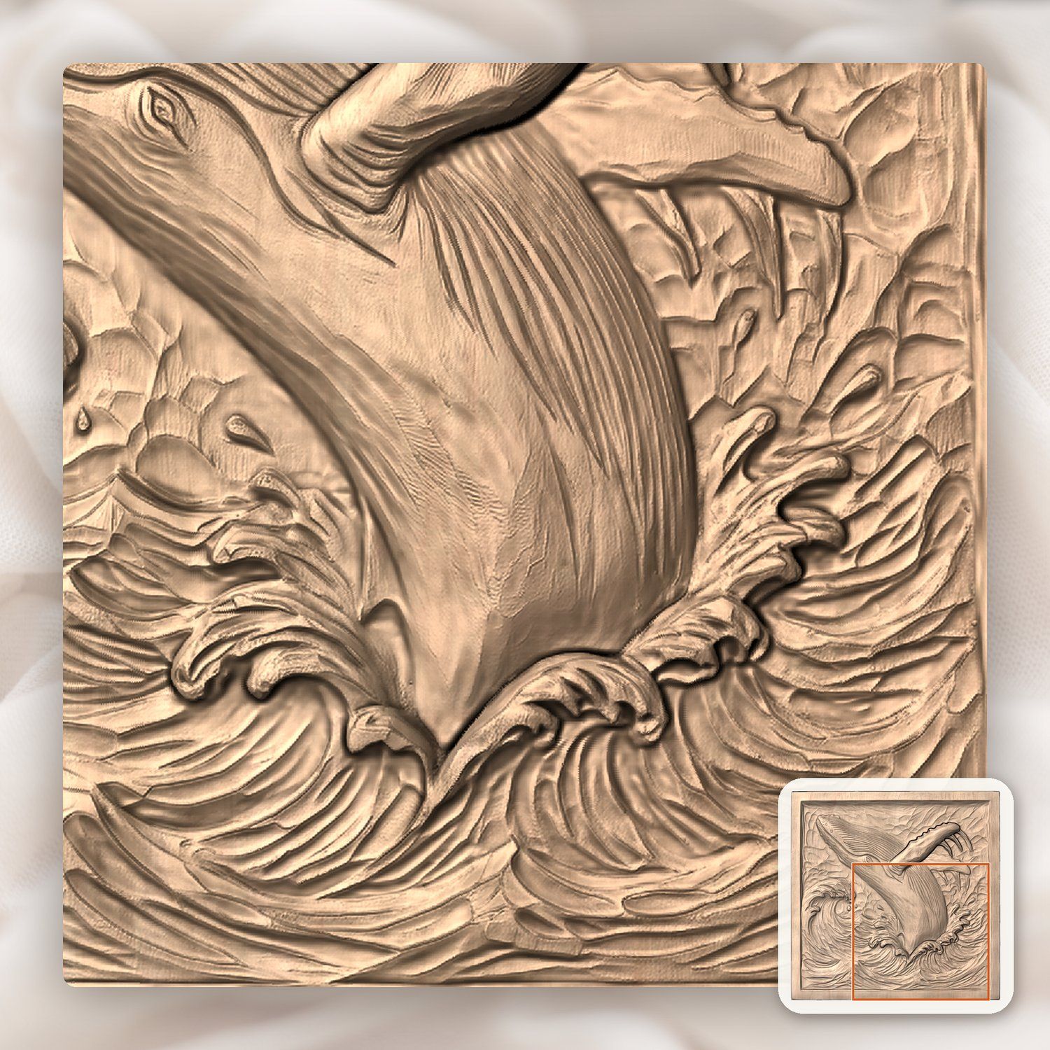 Breaching Humpback Whale CNC Relief STL bas-relief STL — view 6