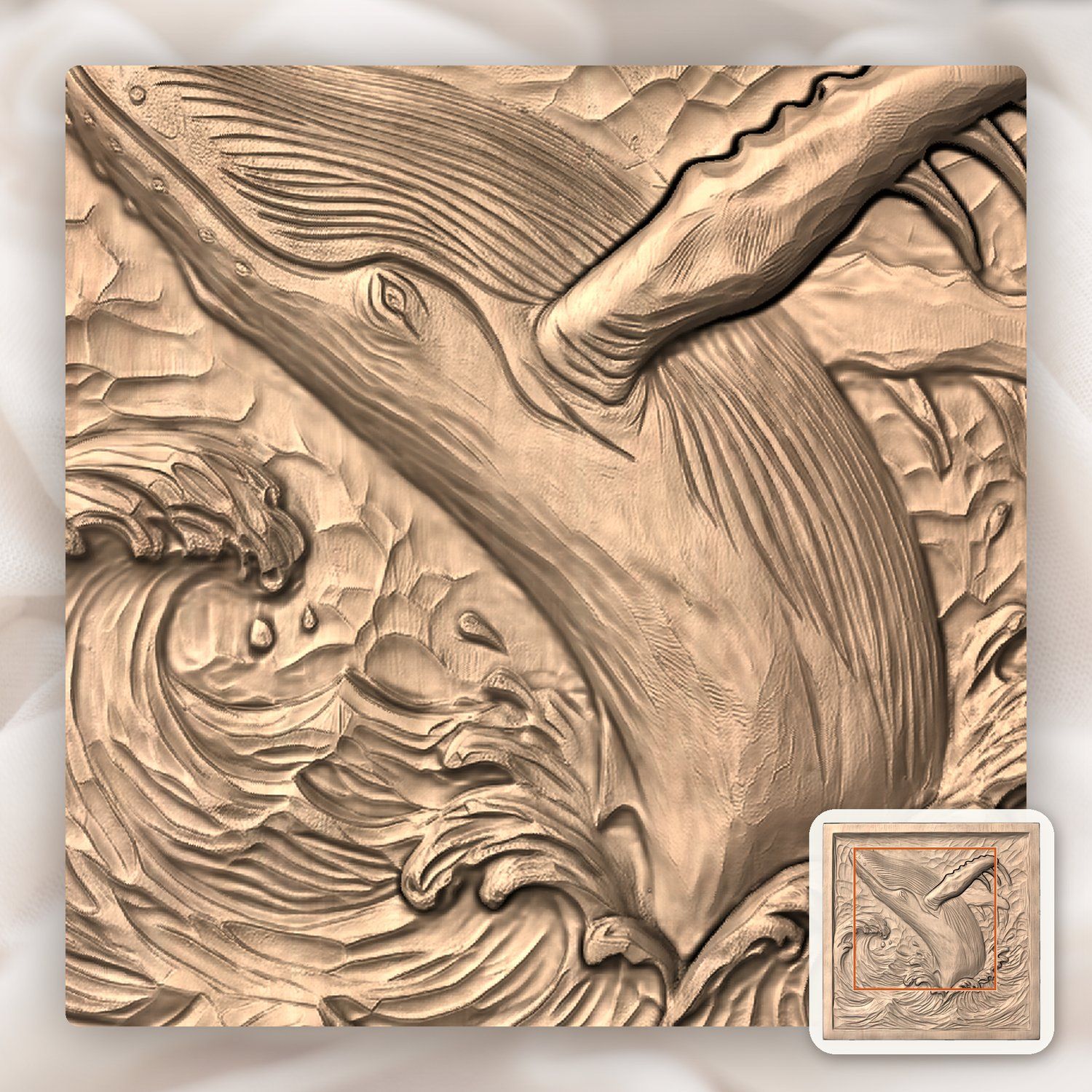Breaching Humpback Whale CNC Relief STL bas-relief STL — view 7
