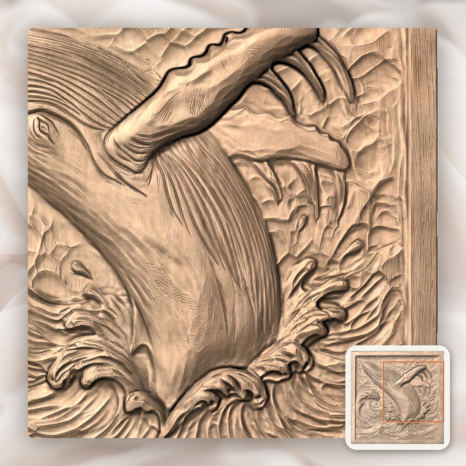 Breaching Humpback Whale CNC Relief STL bas-relief STL — view 8