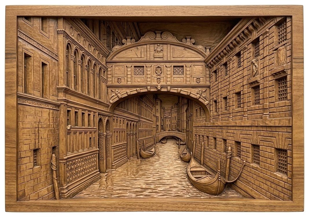 Bridge of Sighs Venice Italy CNC Relief STL bas-relief STL — view 10