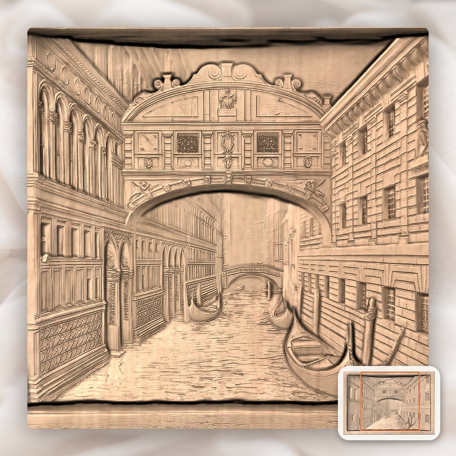 Bridge of Sighs Venice Italy CNC Relief STL bas-relief STL — view 4
