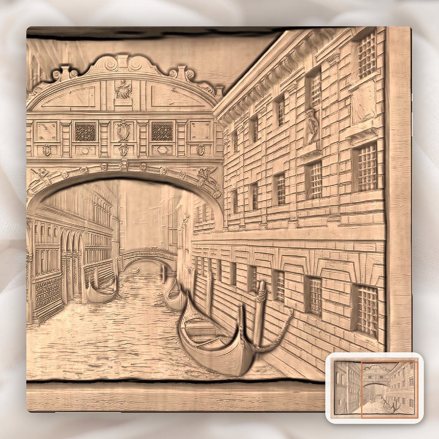 Bridge of Sighs Venice Italy CNC Relief STL bas-relief STL — view 5