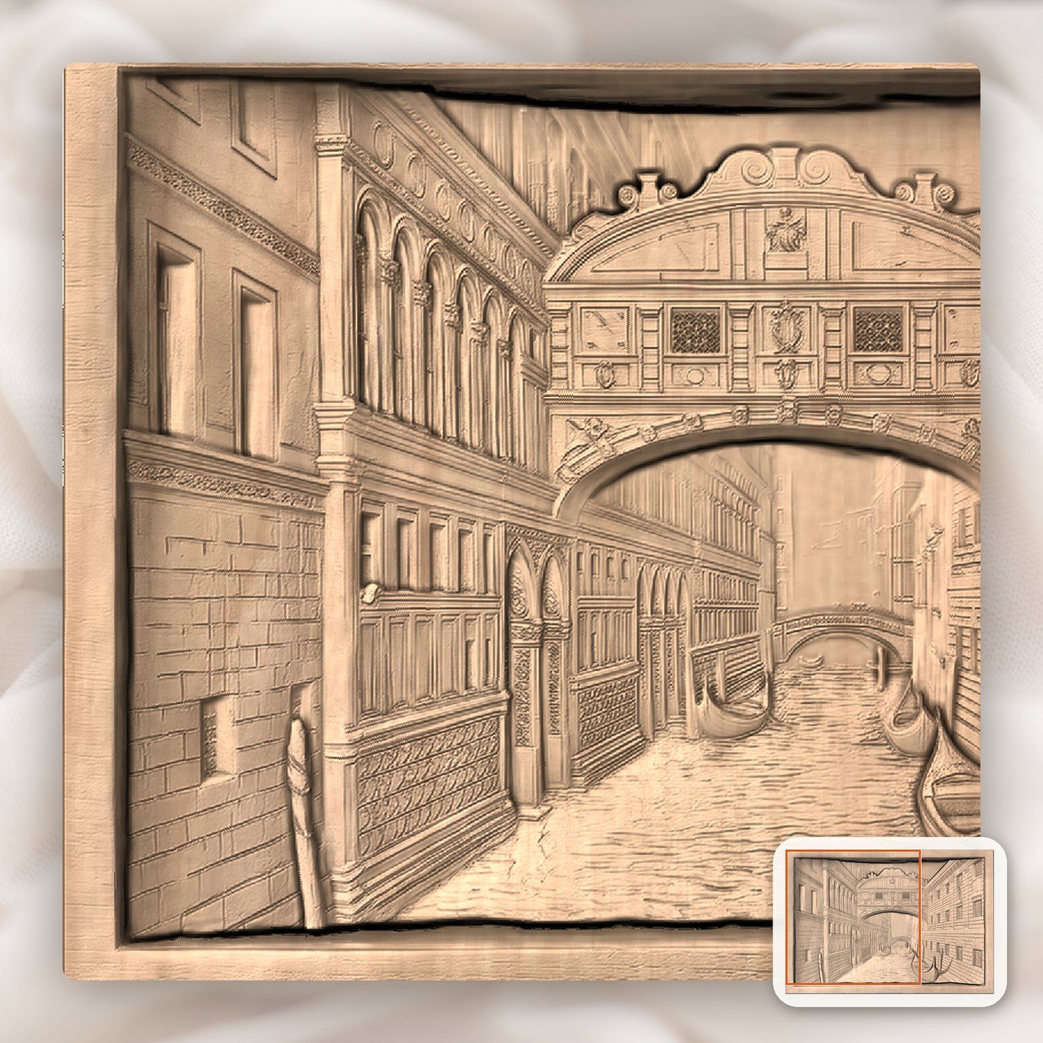 Bridge of Sighs Venice Italy CNC Relief STL bas-relief STL — view 6