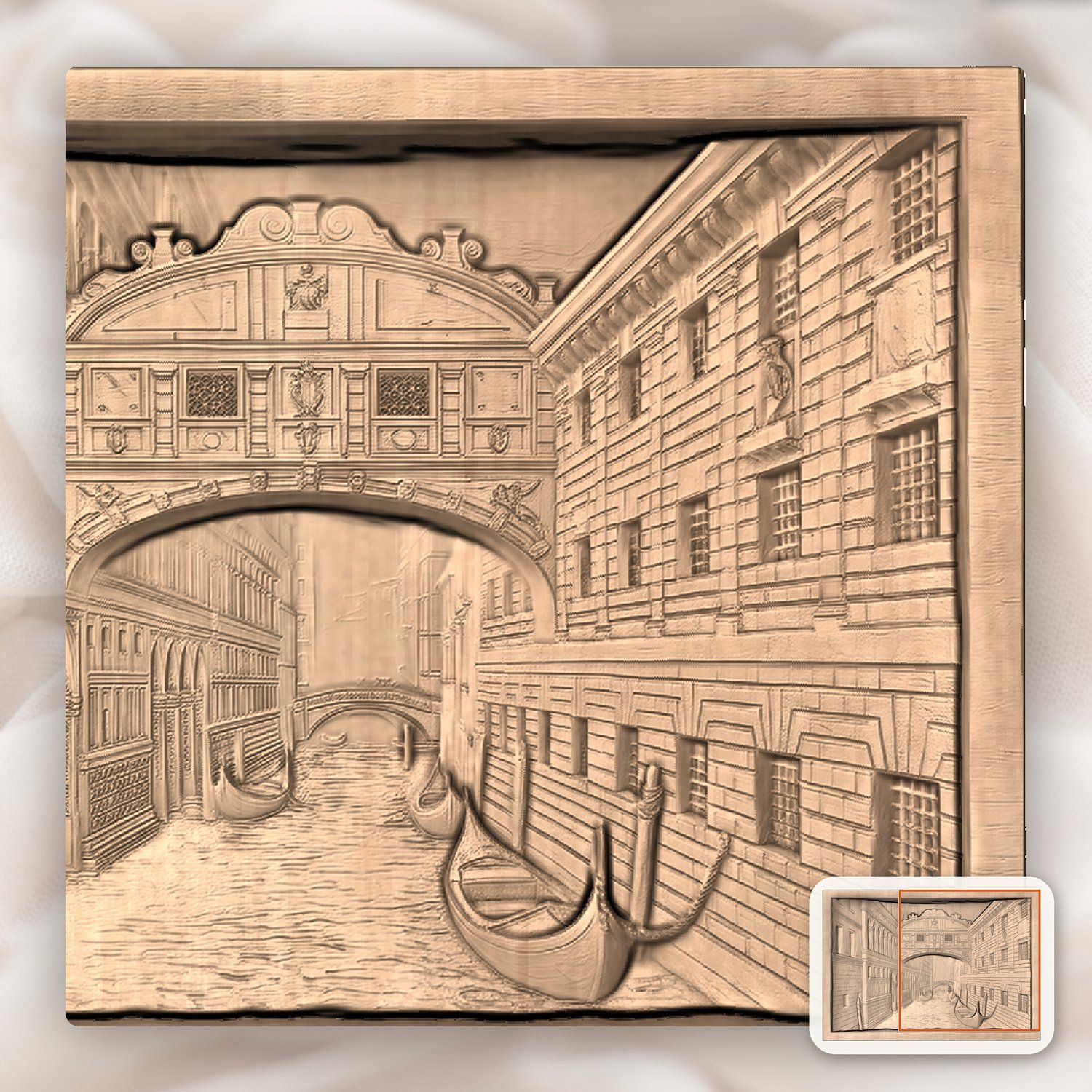 Bridge of Sighs Venice Italy CNC Relief STL bas-relief STL — view 7