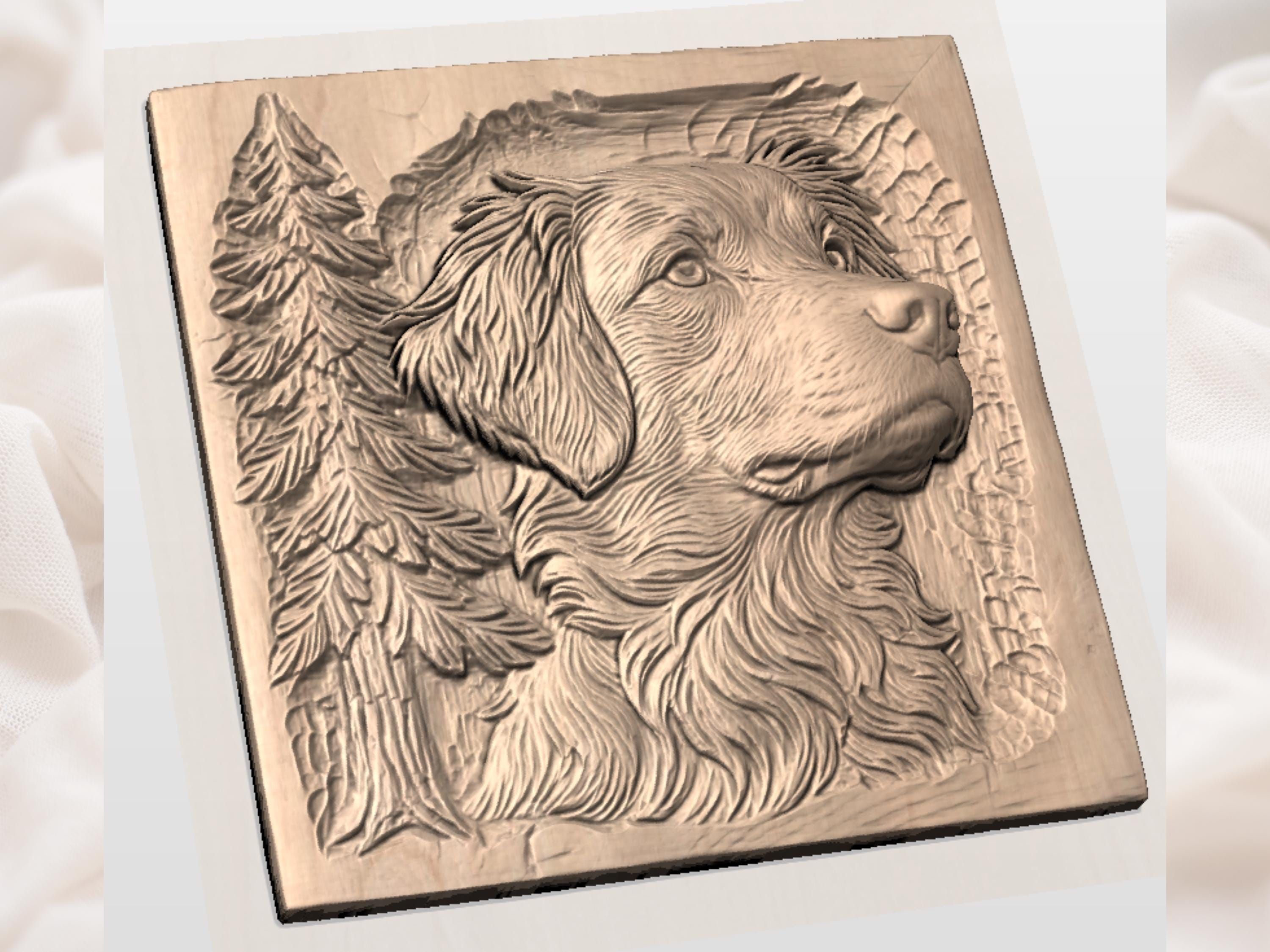 Brittany Spaniel Portrait Bas-Relief STL for CNC Carving bas-relief STL — view 2