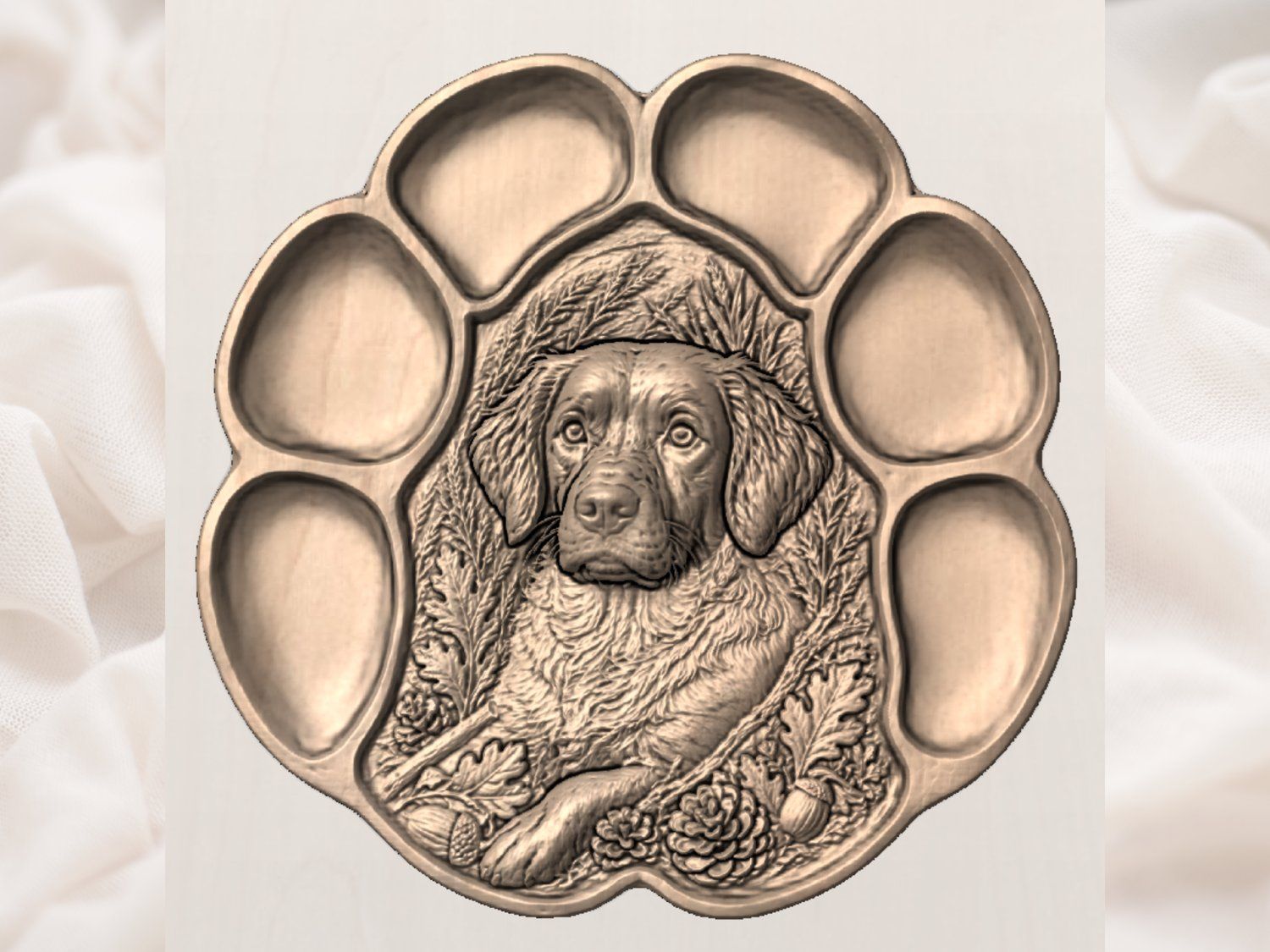 Brittany Spaniel Hunting Dog Paw Print CNC Relief STL bas-relief STL — view 2