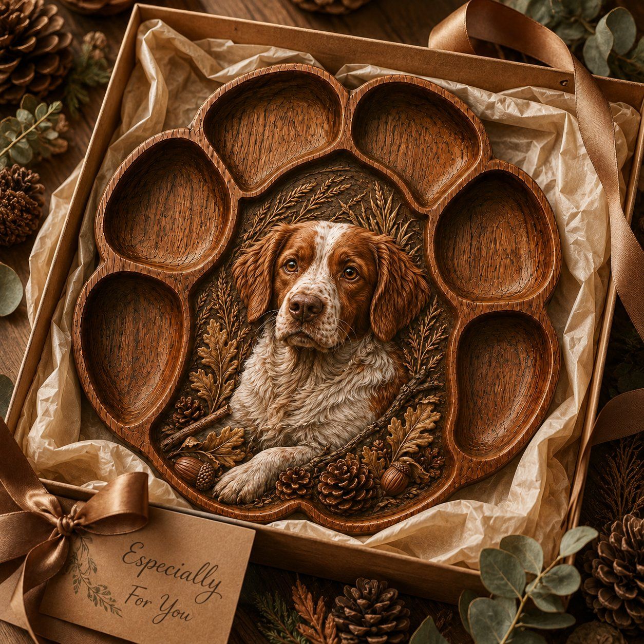 Brittany Spaniel Hunting Dog Paw Print CNC Relief STL bas-relief STL — view 8