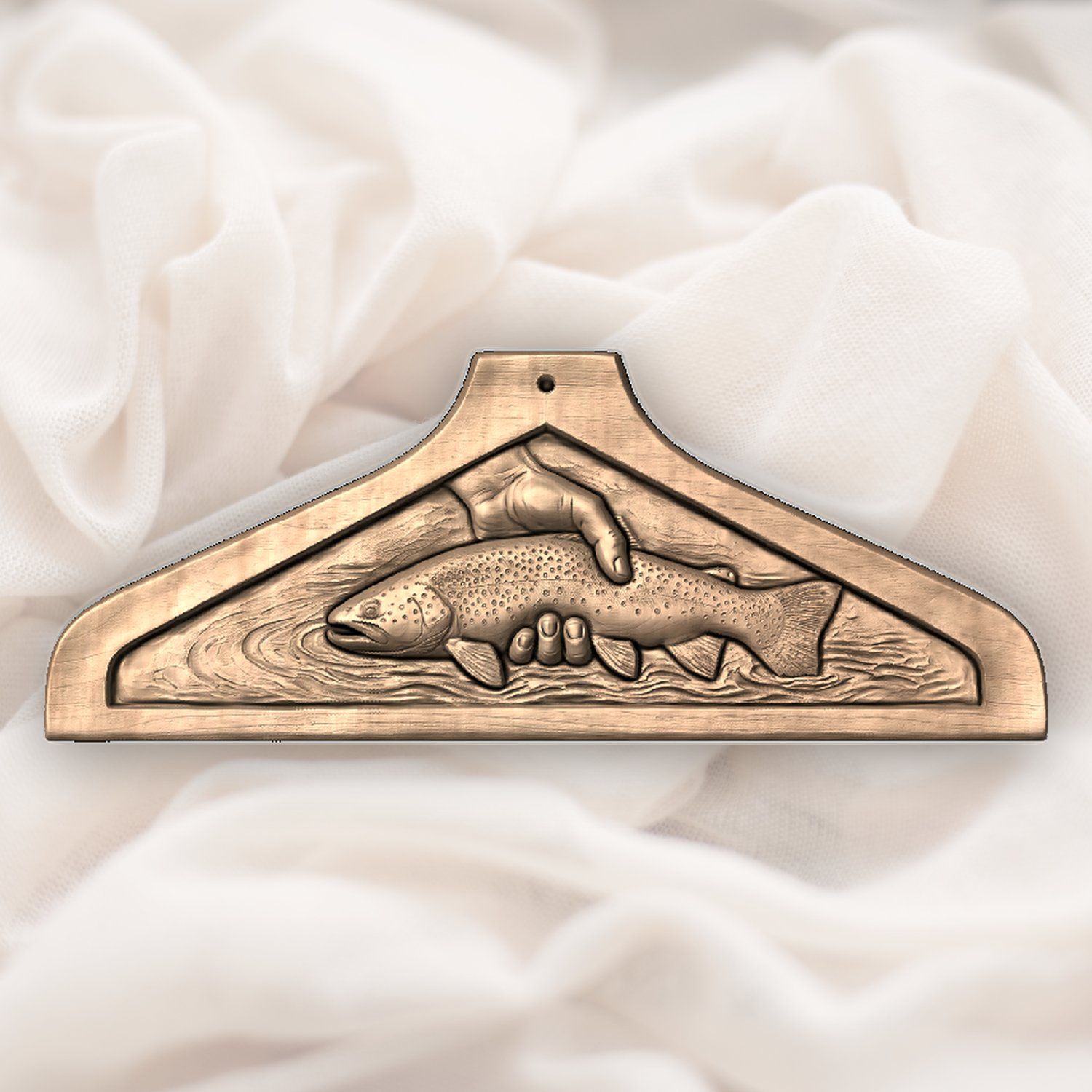 Coat Hanger Brown Trout Catch Fishing Scene CNC Relief STL bas-relief STL — view 7