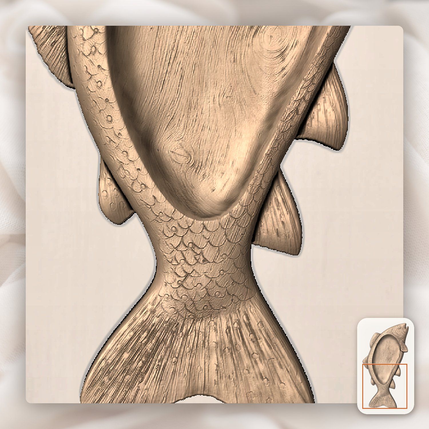 Brown Trout Fish Bowl CNC Relief STL bas-relief STL — view 8