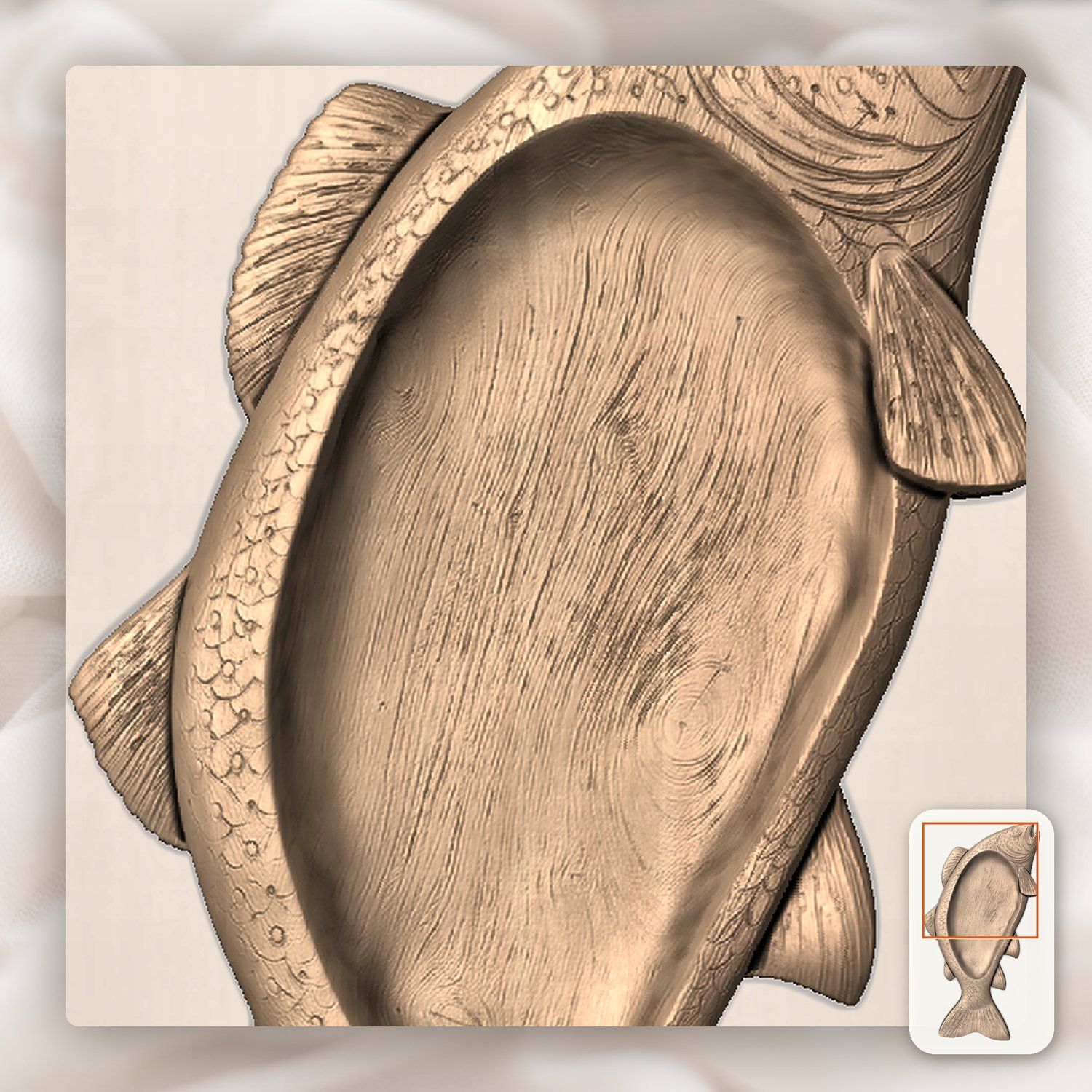 Brown Trout Fish Bowl CNC Relief STL bas-relief STL — view 9