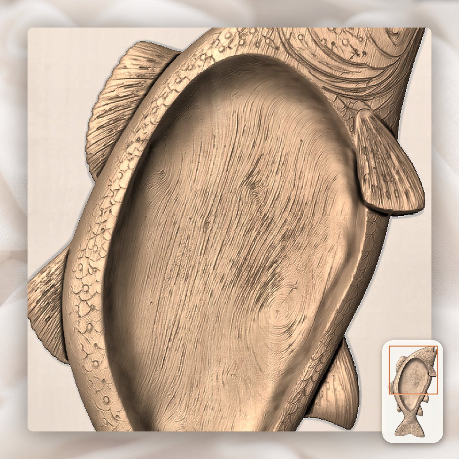 Brown Trout Fish Bowl CNC Relief STL bas-relief STL — view 10