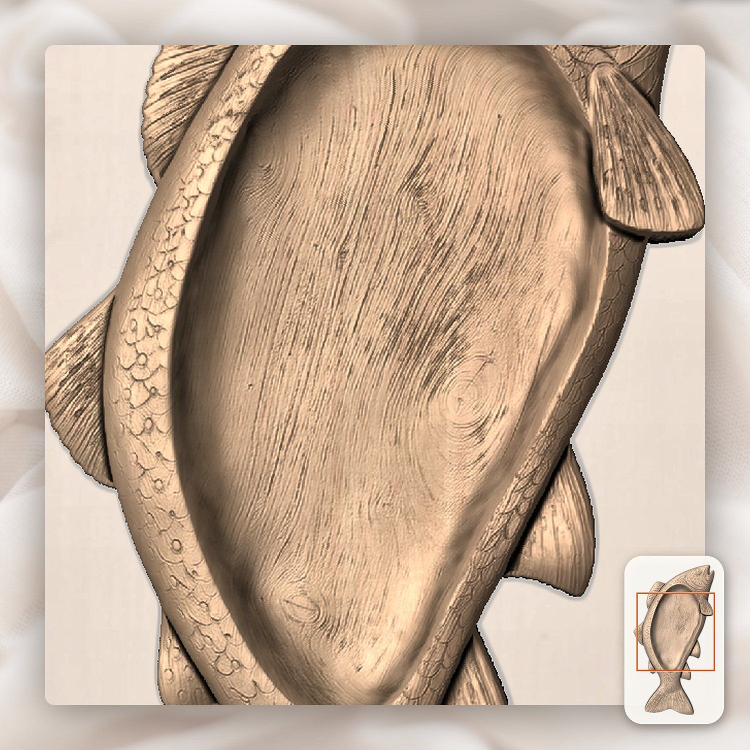 Brown Trout Fish Bowl CNC Relief STL bas-relief STL — view 11