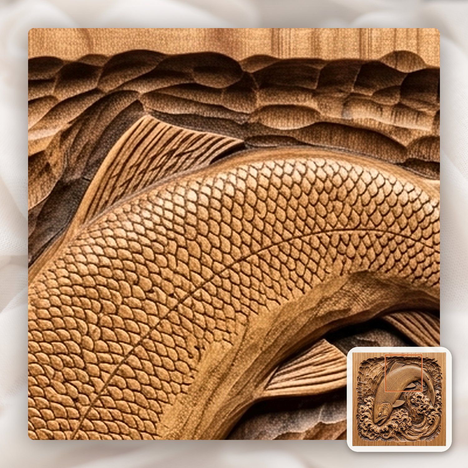 Brown Trout Jumping Into River Foam CNC Relief STL bas-relief STL — view 11
