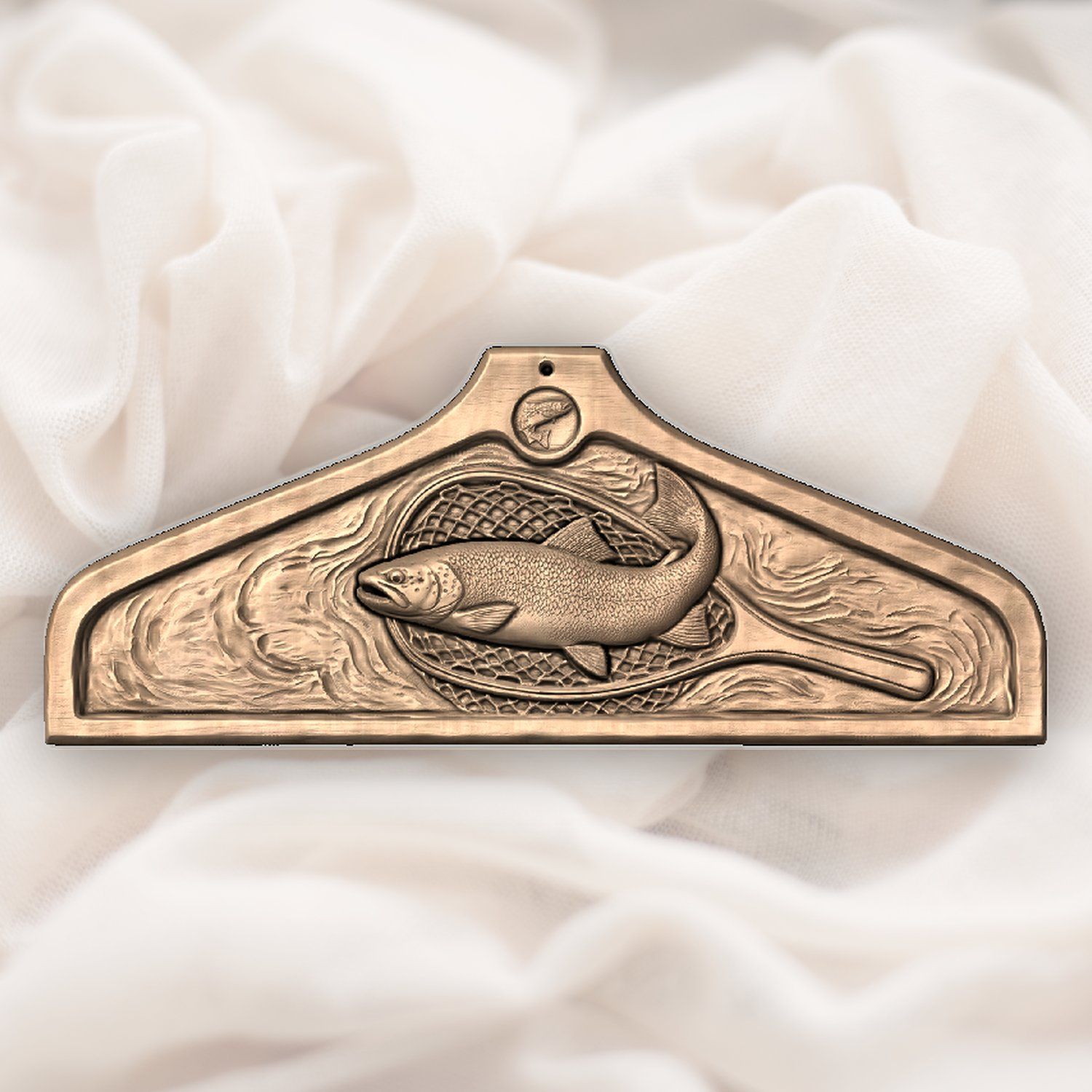 Coat hanger Brown Trout Landing Net Fishing Scene CNC Relief STL bas-relief STL — view 6