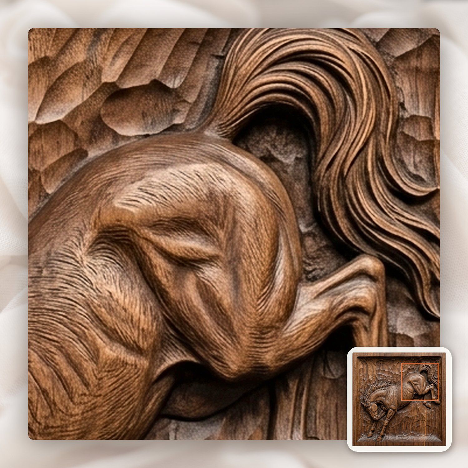 Bucking Stallion Mustang CNC Relief STL bas-relief STL — view 12