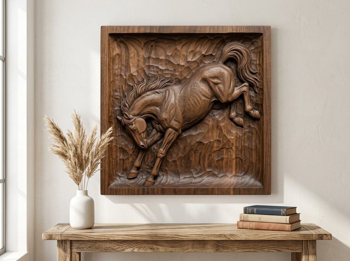 Bucking Stallion Mustang CNC Relief STL bas-relief STL — view 14