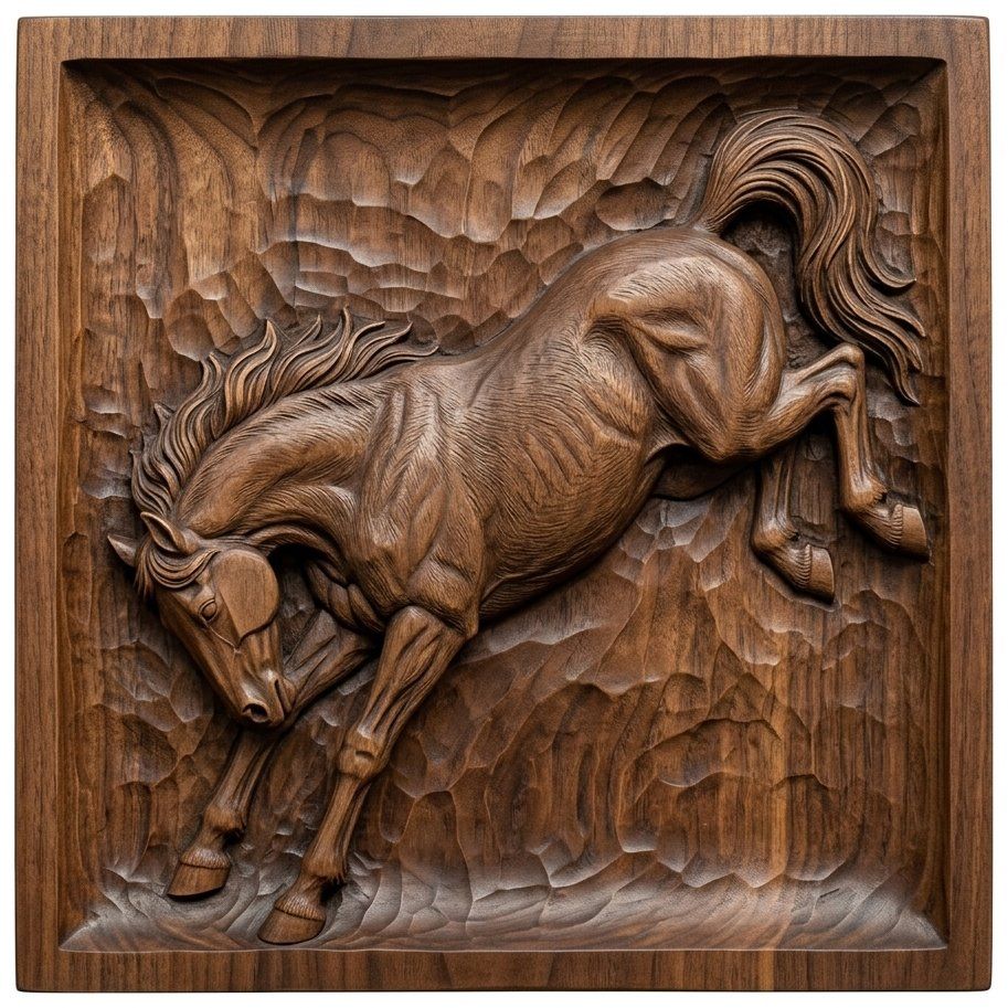 Bucking Stallion Mustang CNC Relief STL bas-relief STL — view 4