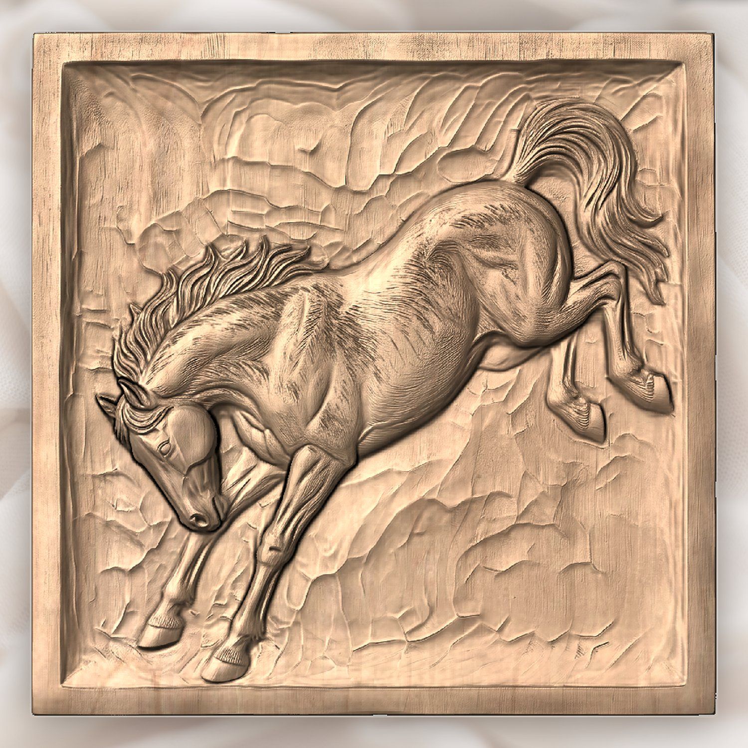 Bucking Stallion Mustang CNC Relief STL bas-relief STL — view 5