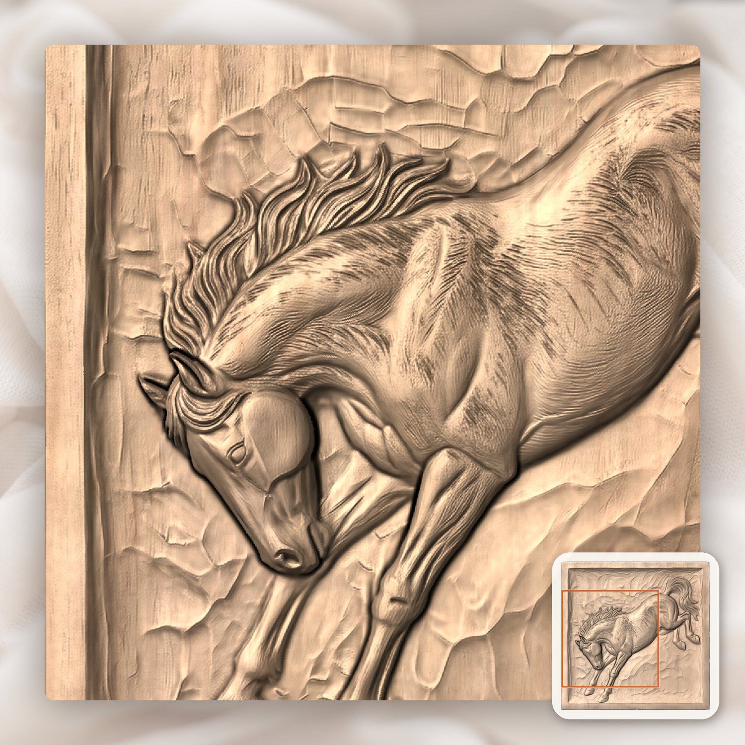 Bucking Stallion Mustang CNC Relief STL bas-relief STL — view 7